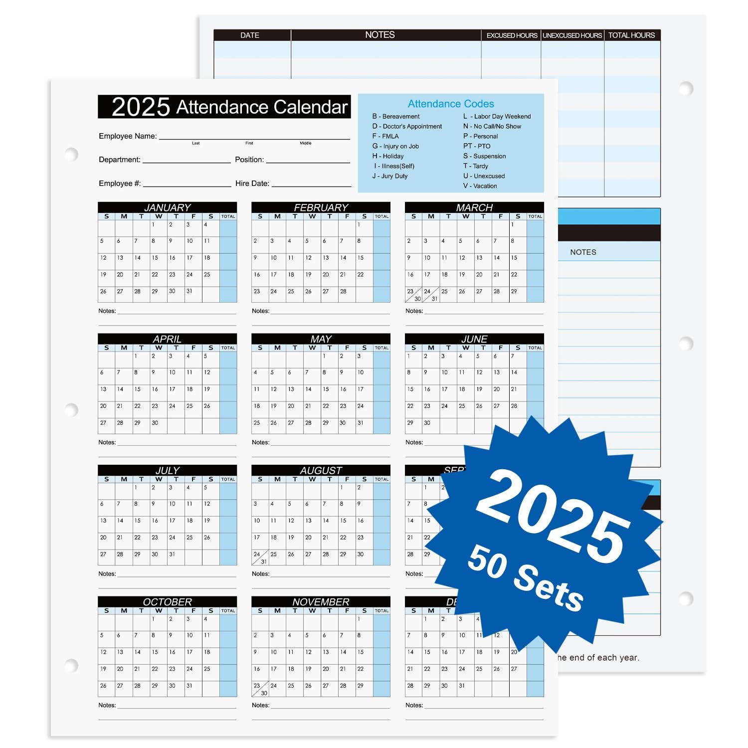 2025 Employee Attendance Calendar Free