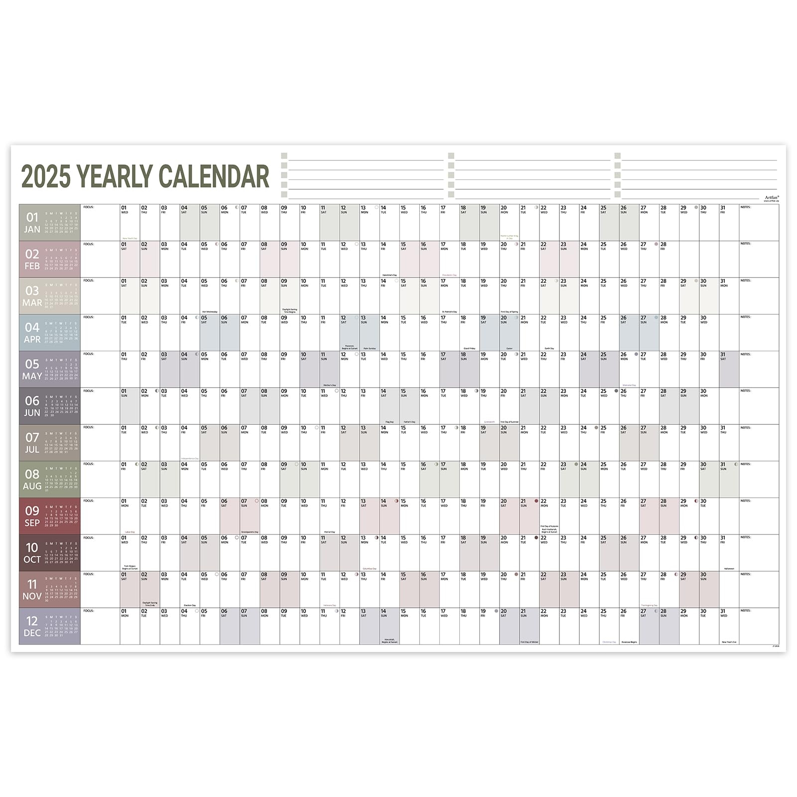Amazon 2025 Yearly Wall Calendar 2025 Wall Calendar Jan 2025 Dec 2025 Yearly Wall Calendar 2025 With Julian Dates Thick Paper Round 