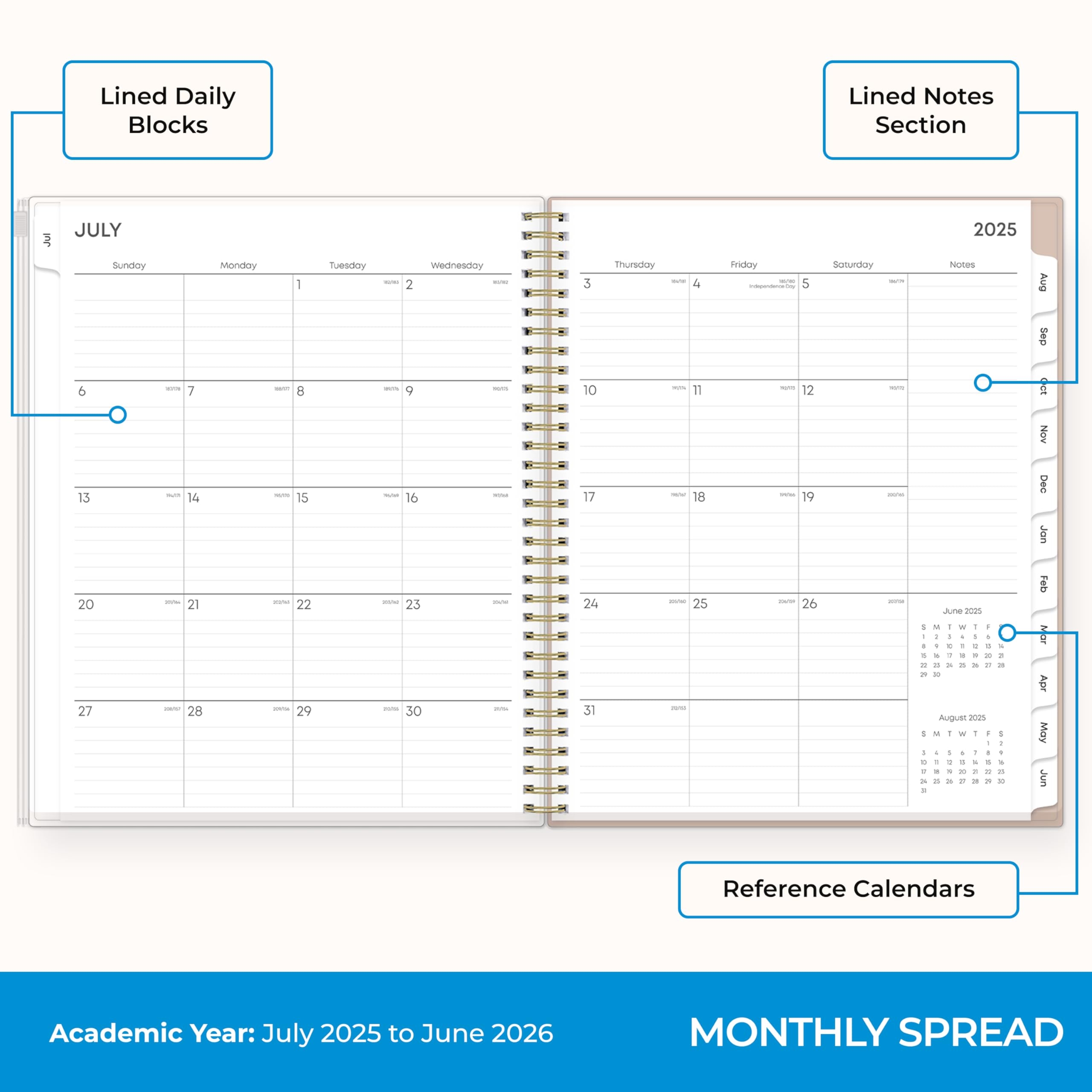 Amazon Blue Sky 2025 2026 Weekly And Monthly Academic Year Planner Calendar July 2025 June 2026 8 5