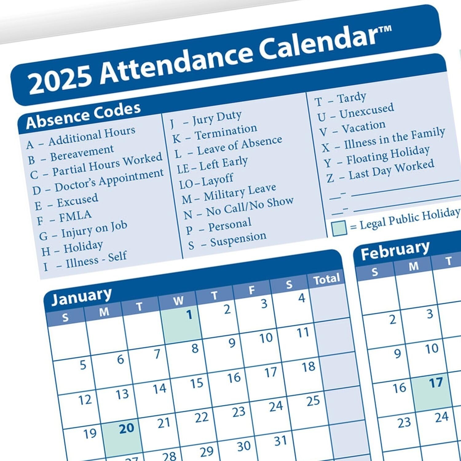 Ppe Employee Attendance Calendar 2025