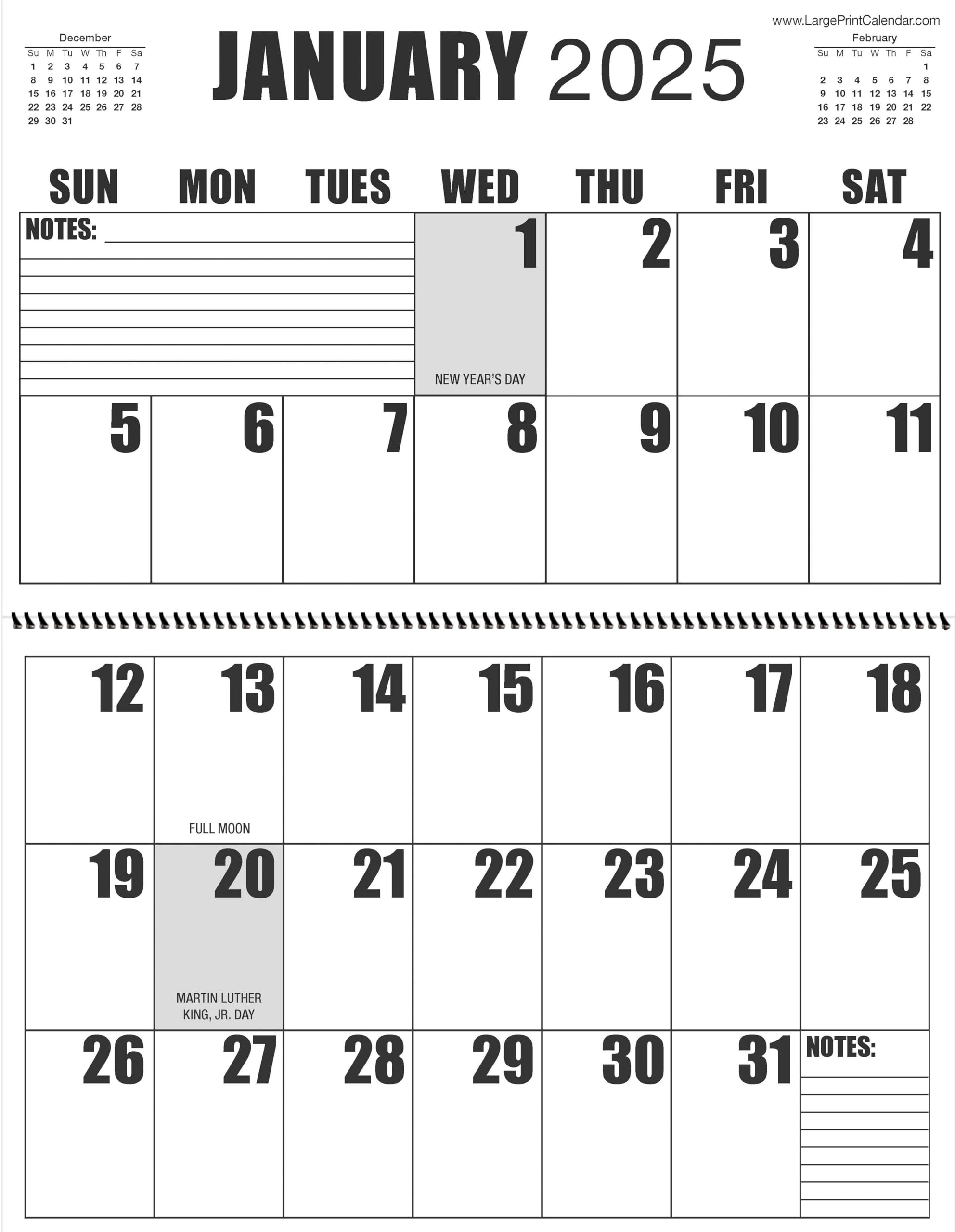 Amazon Jumbo Large Print 2025 Wall Calendar 13 months January 2025 To January 2026 It Measures 17