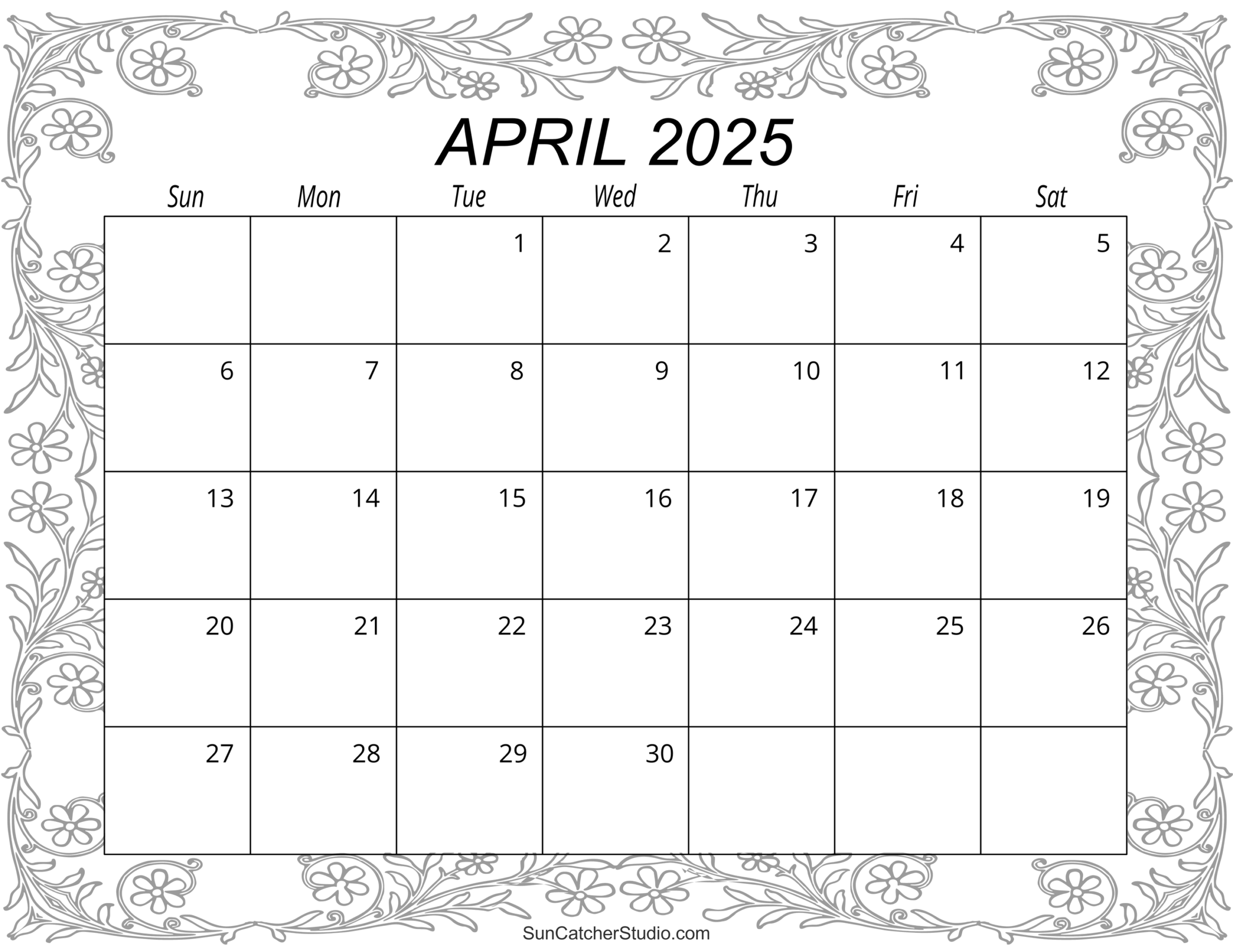 Free Printable Aril 2025 Calendar