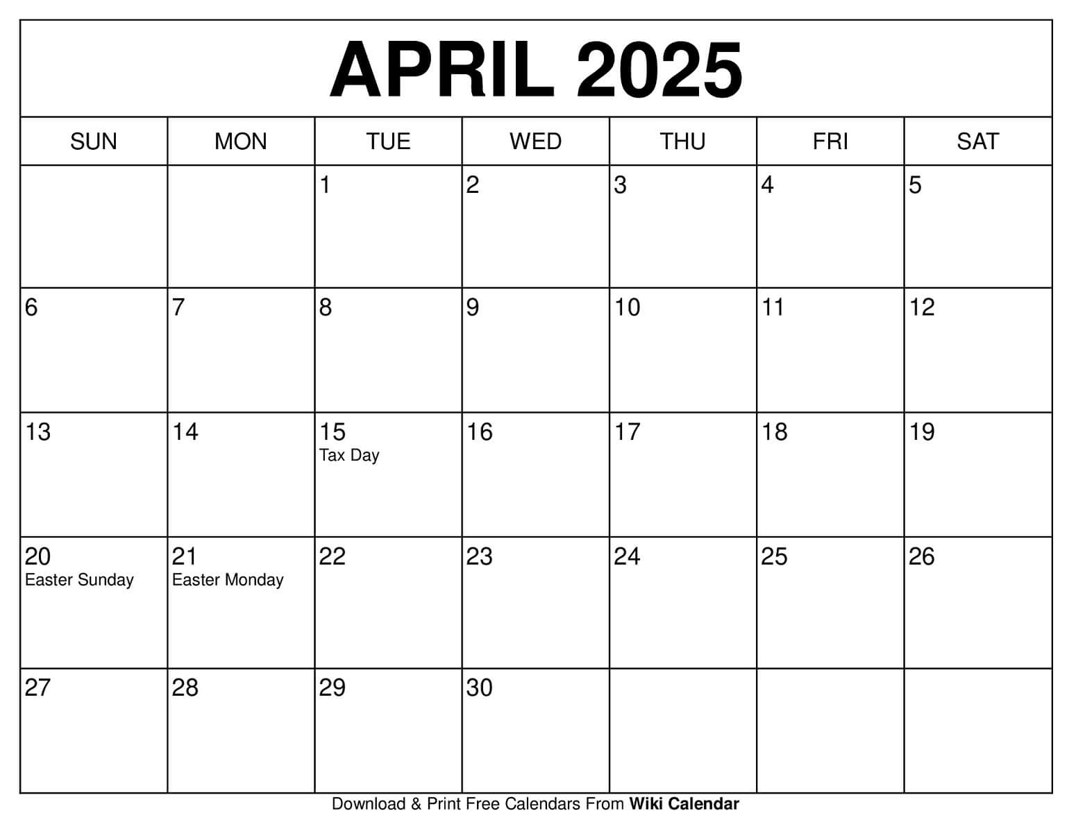 April 2025 Calendar Printable Templates U0026 More