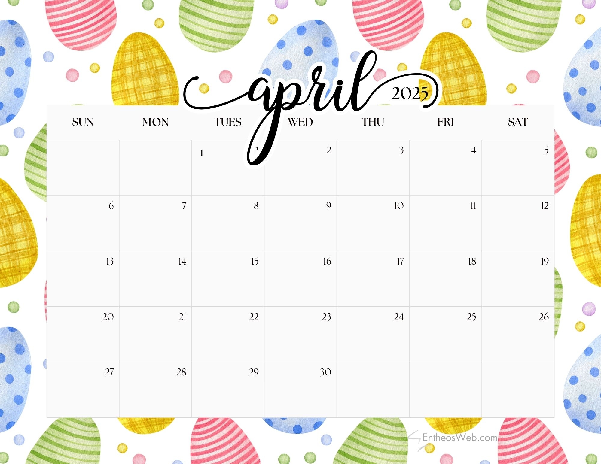 April 2025 Calendar Printables EntheosWeb
