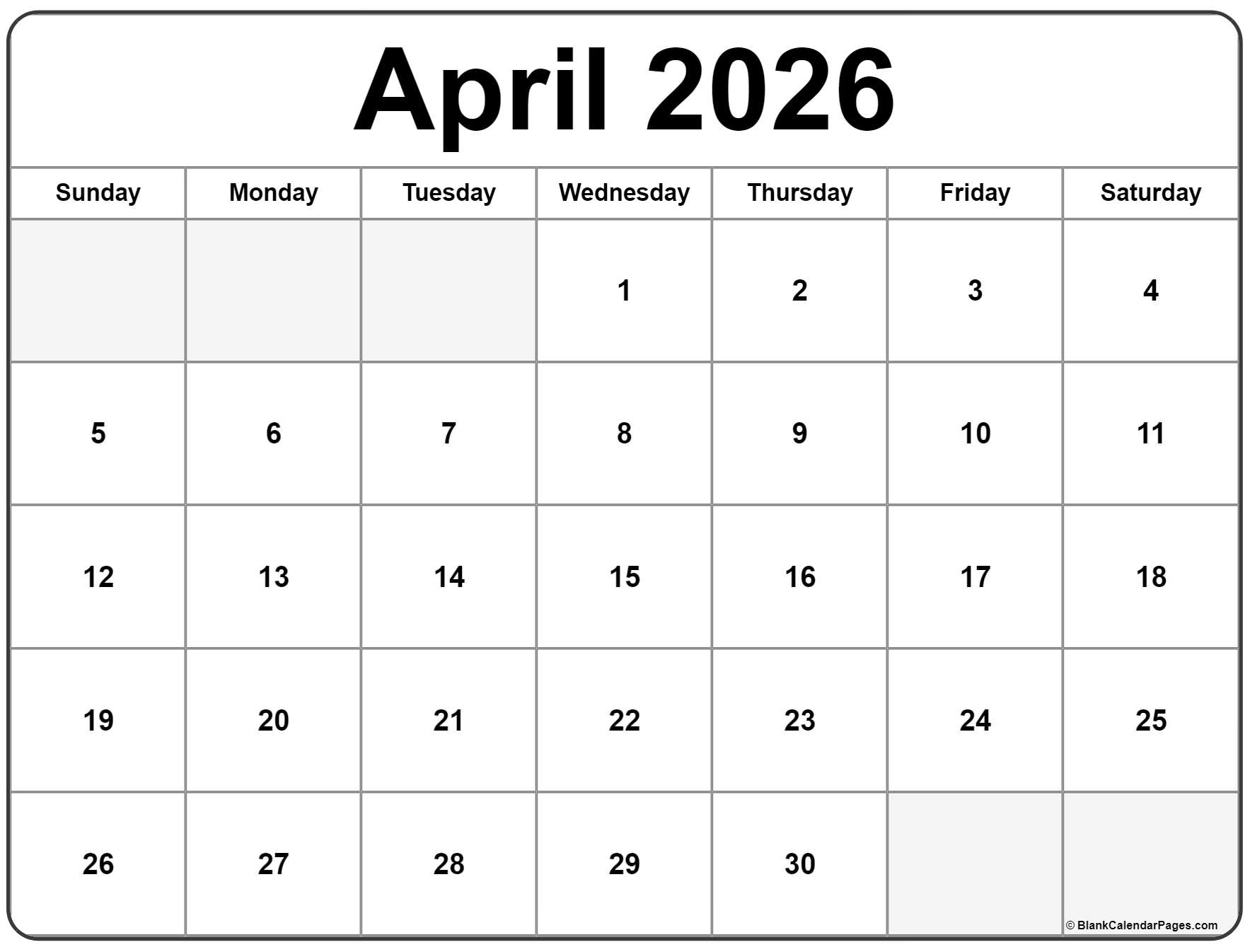 2026 Free Printable April Moon Phase Calendar