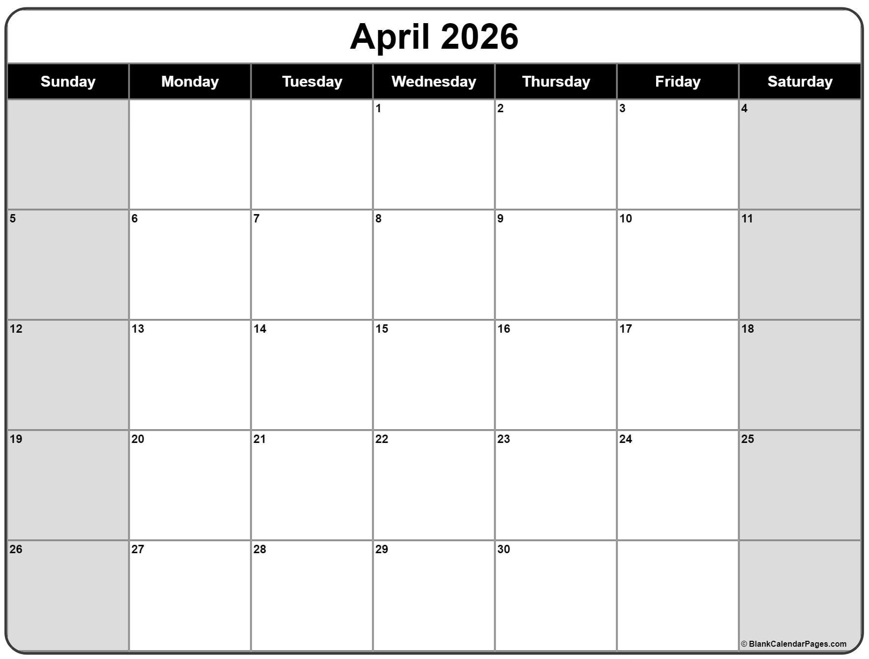 April 2026 Appointment Calendar Printable