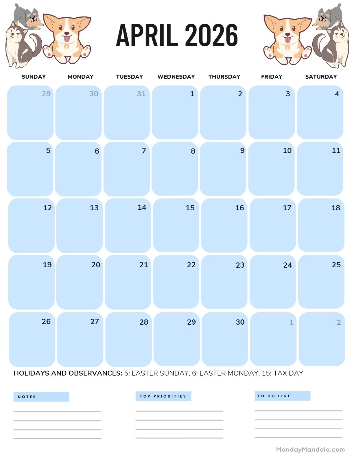 April 2026 Calendars Free PDF Printables 