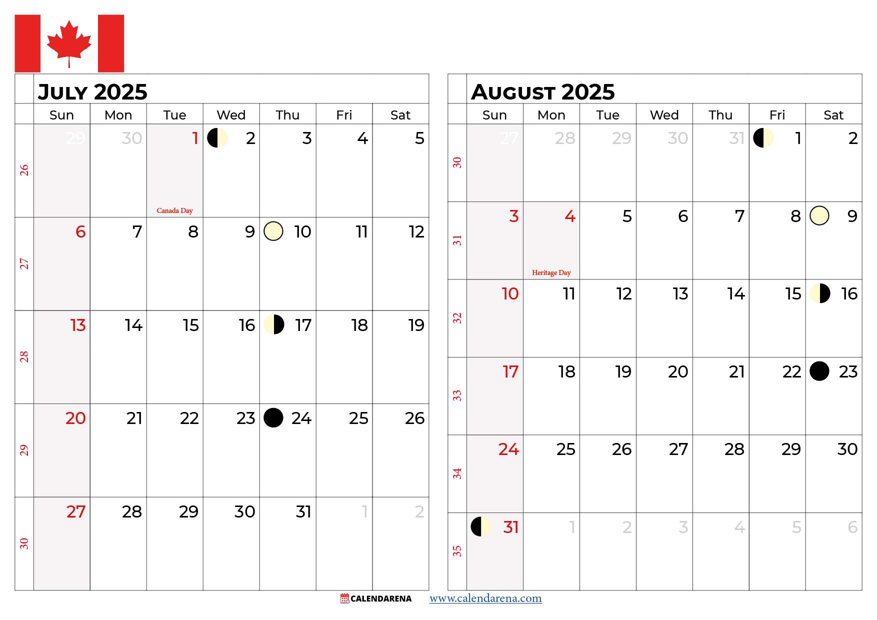 August 2025 Calendar Canada With Holidays