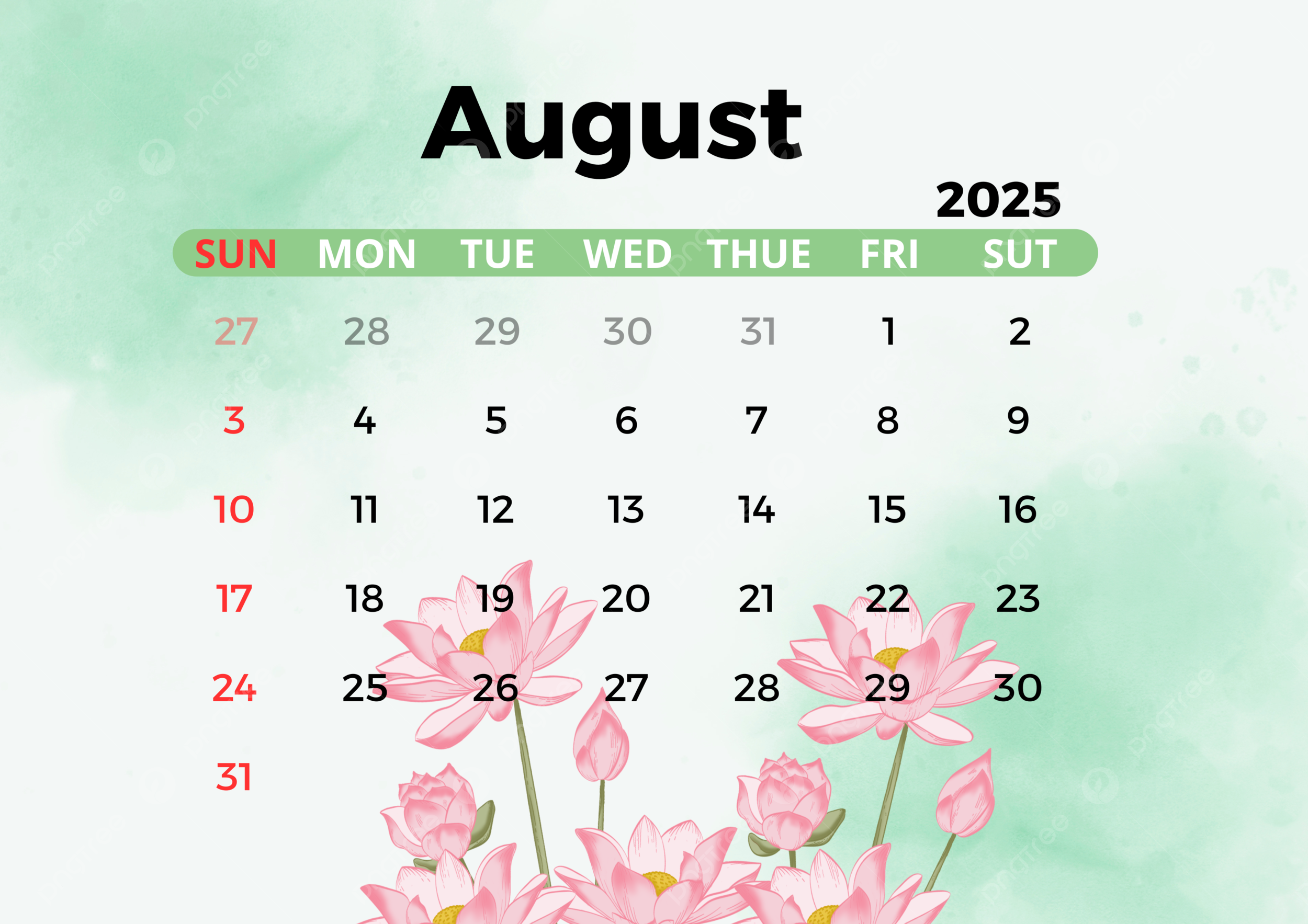 August 2025 Calendar Background