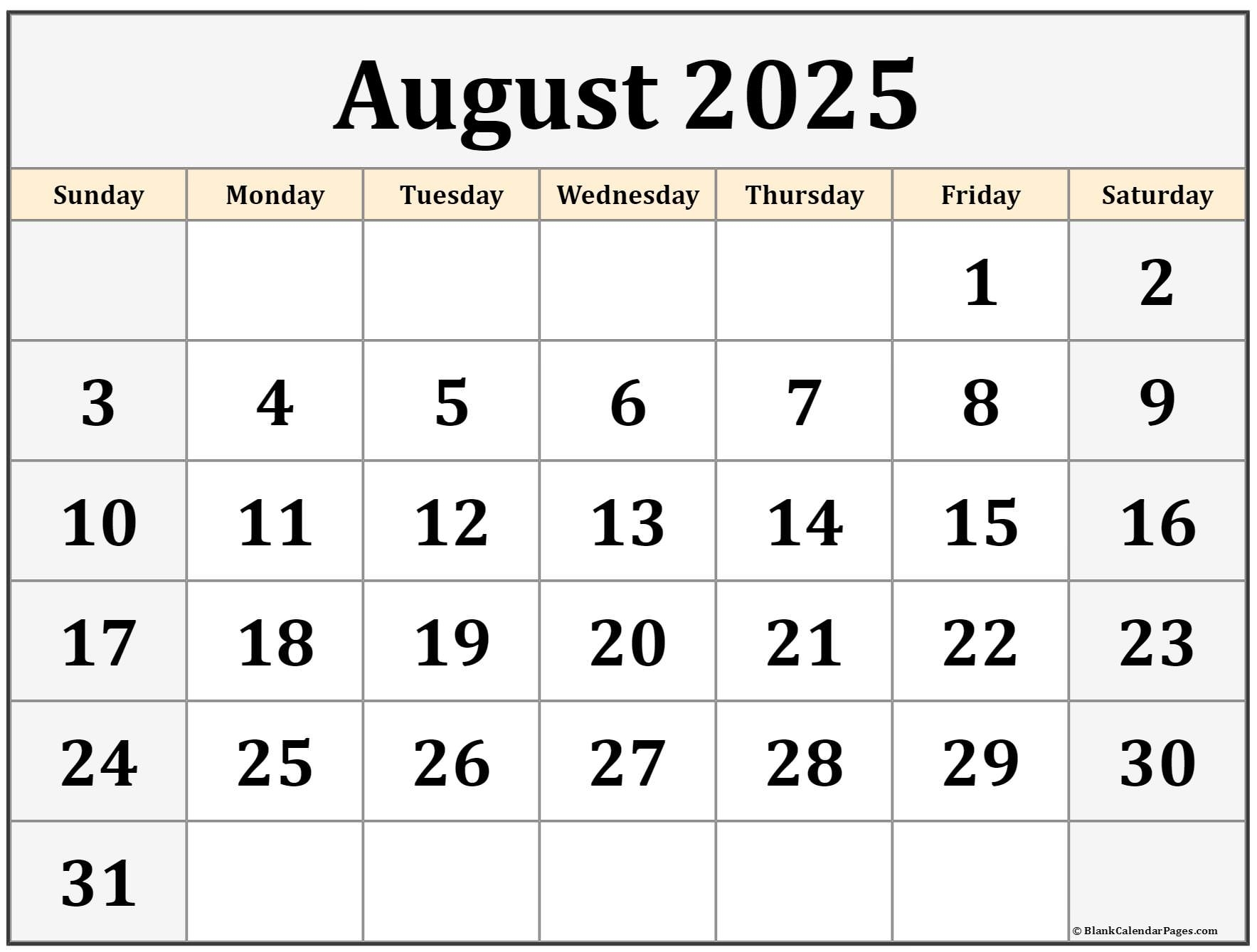August And September Calendar 2025
