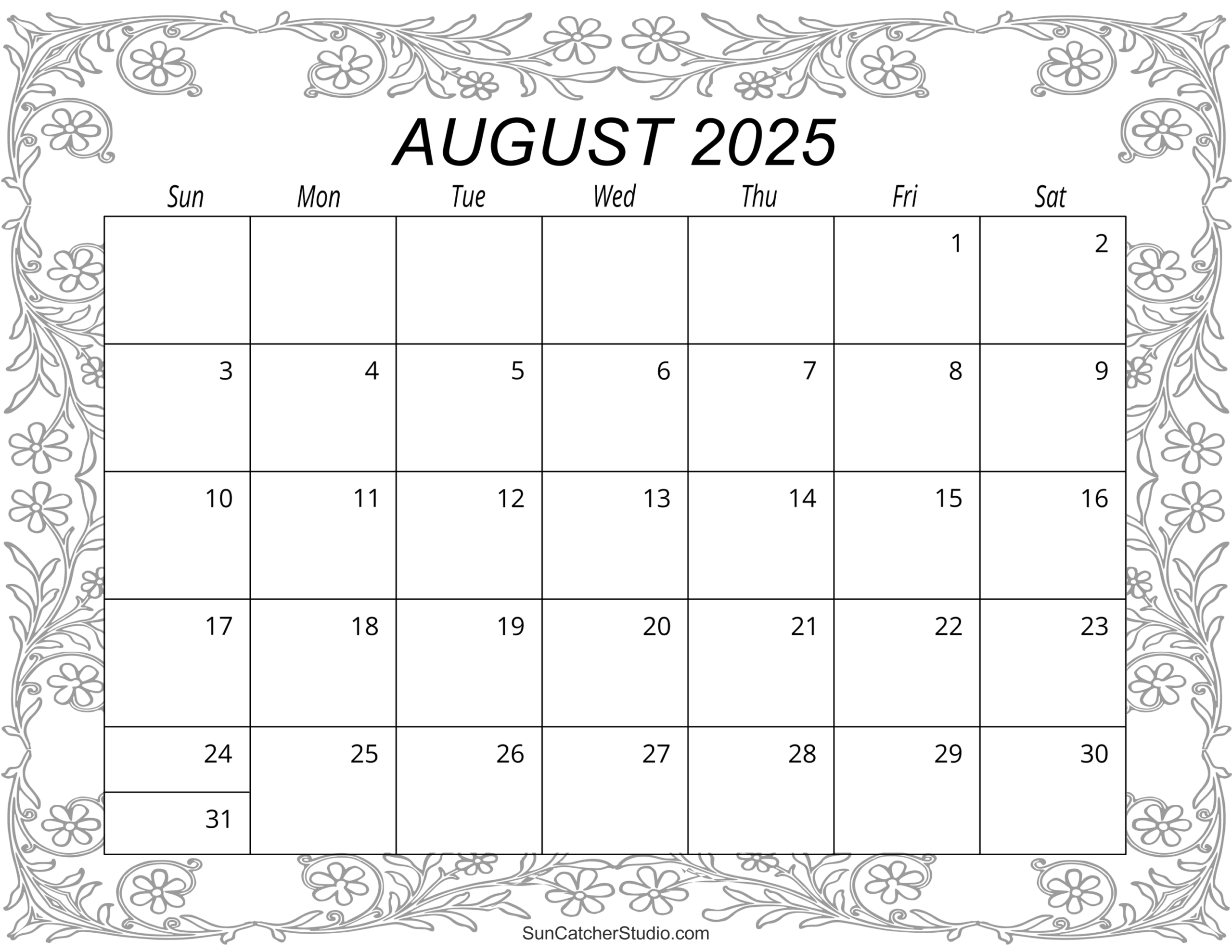 August 2025 Calendar Free Printable Free Printables Monograms Design Tools Patterns U0026 DIY Projects