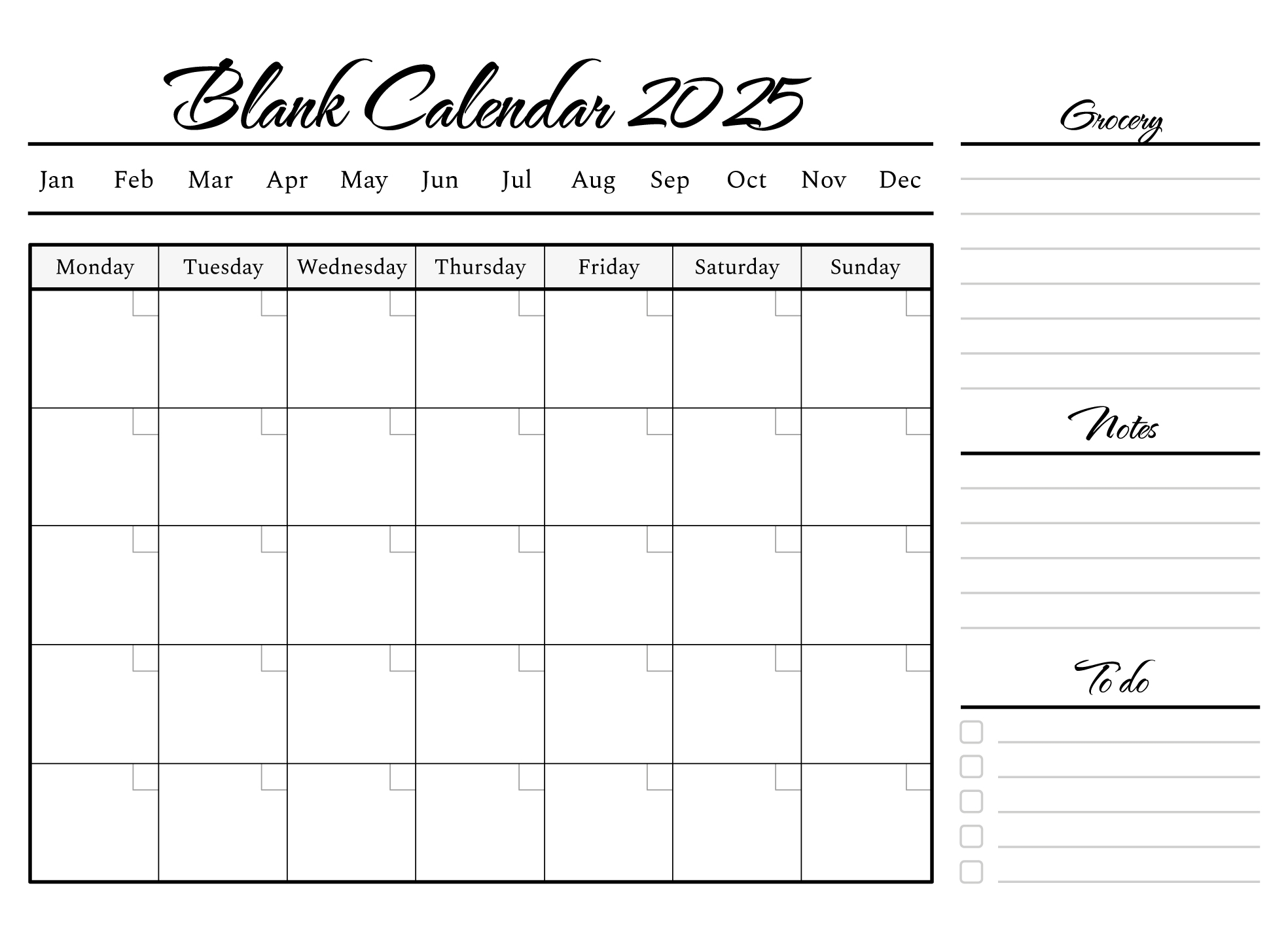 Blank Calendar Template 2025 Free Google Docs Template Gdoc io