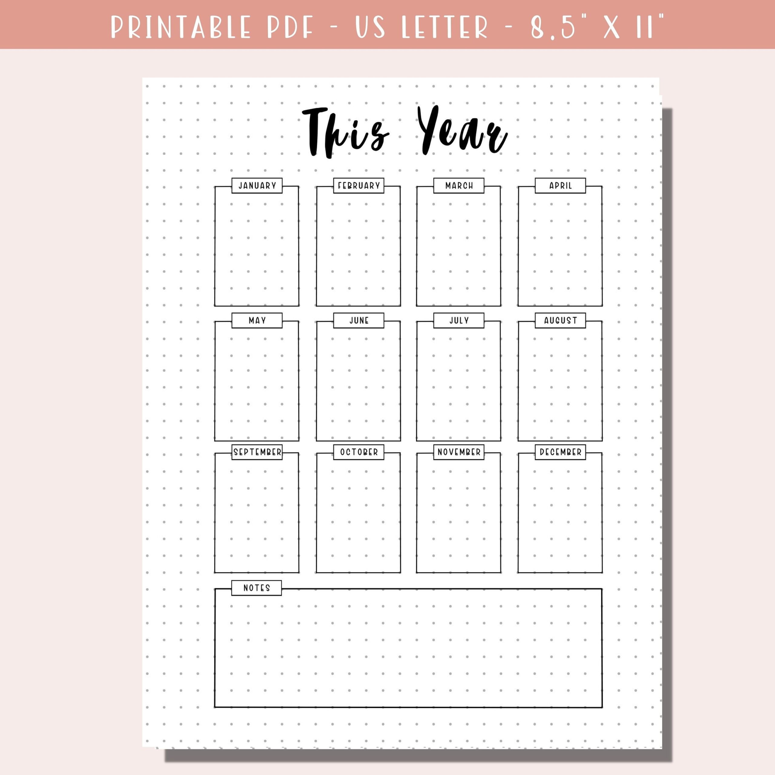 Buy Year At A Glance Printable Annual Planner Page Planner 