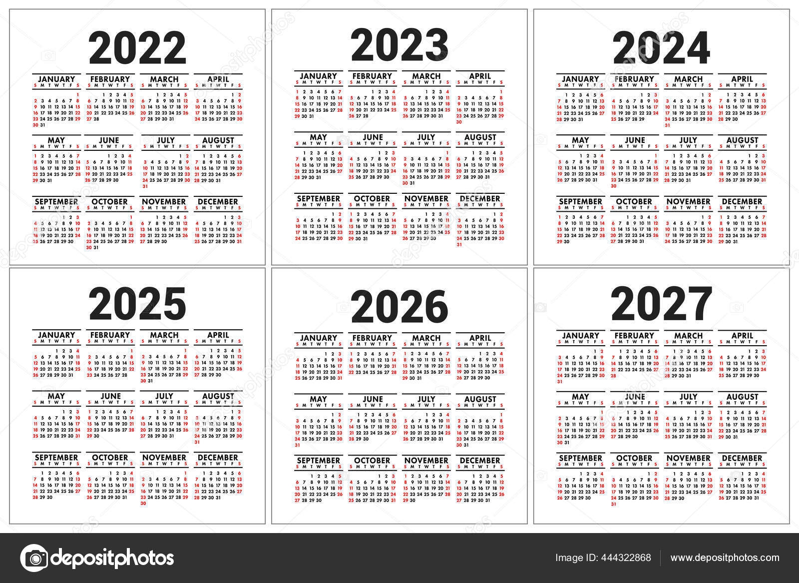 3 Year Calendar 2022 To 2025 Printable