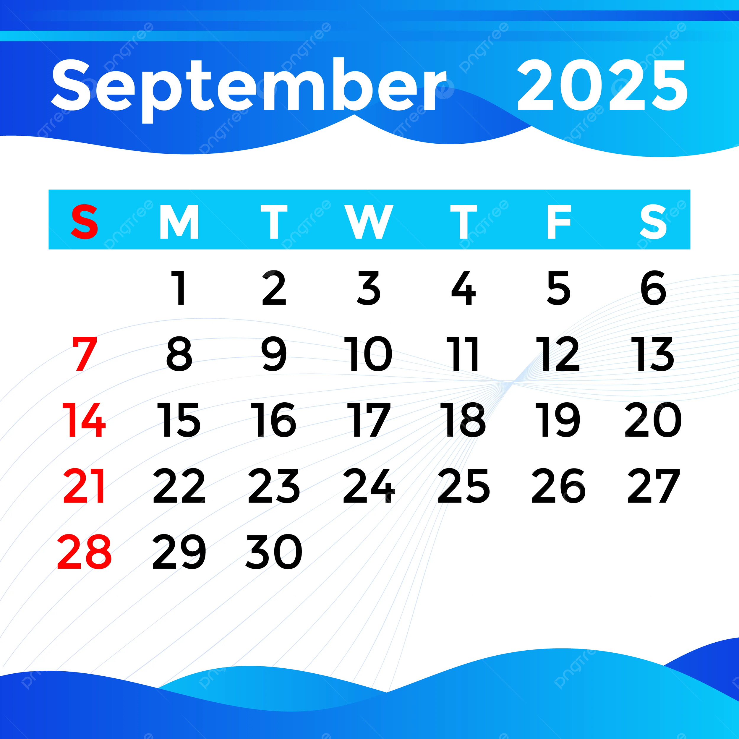 Calendar 2025 Month Of September Vector Template Download On Pngtree