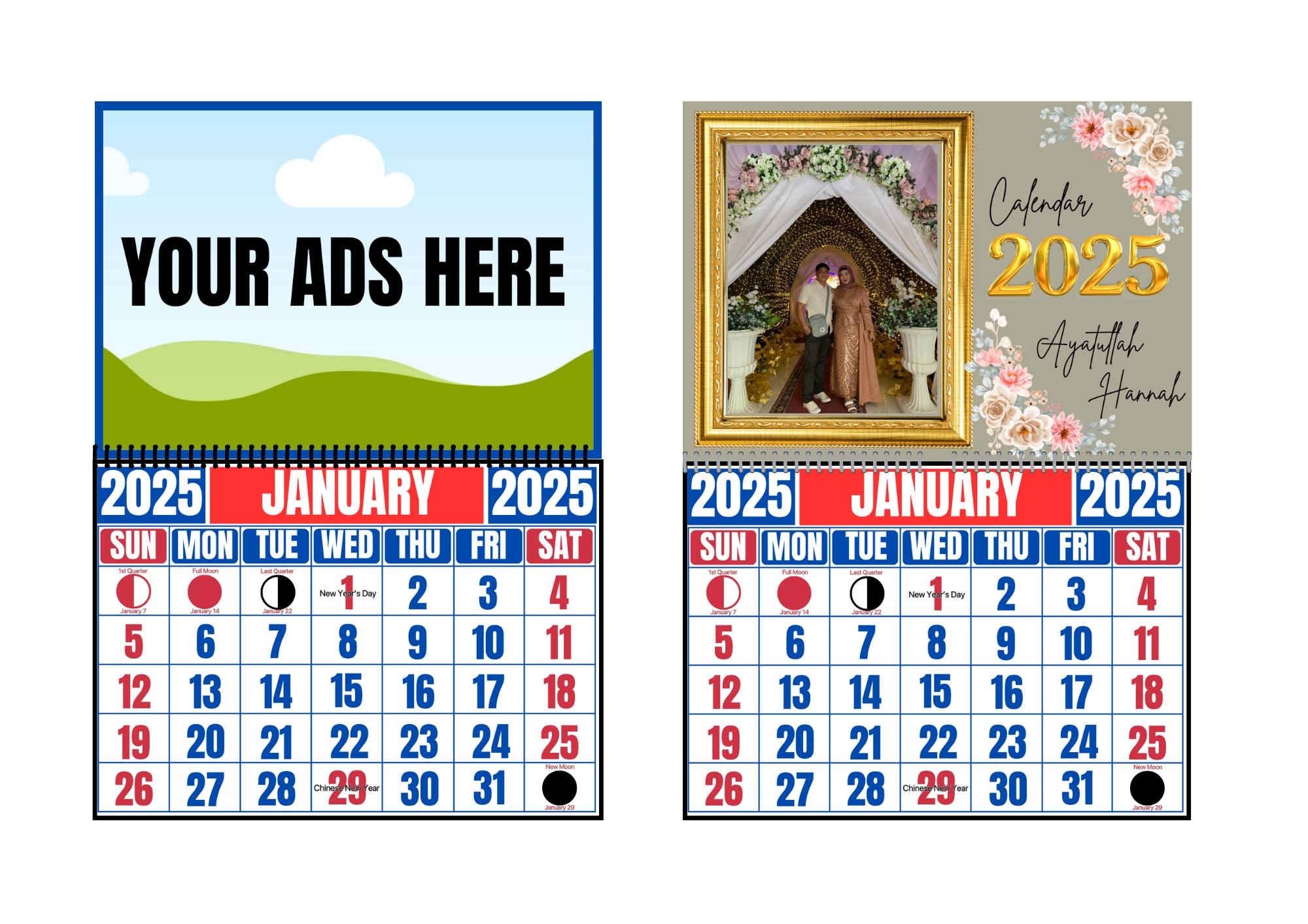 Calendar 2025 With Ad Page With Moon Phasing And Holidays By Hannahcamino25 Raket PH