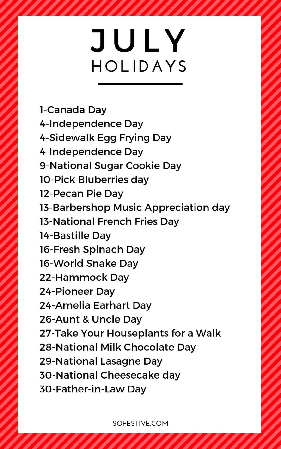 National Calendar July 2025