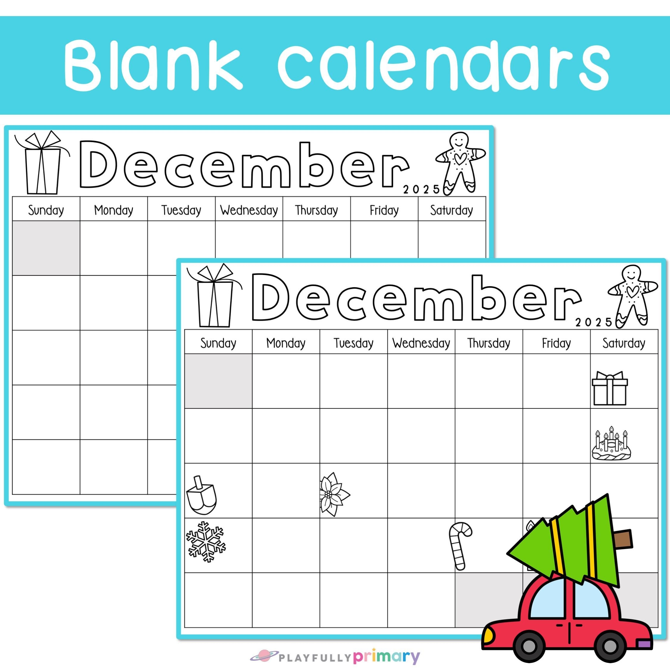 Blank December Calendar 2025 Printable