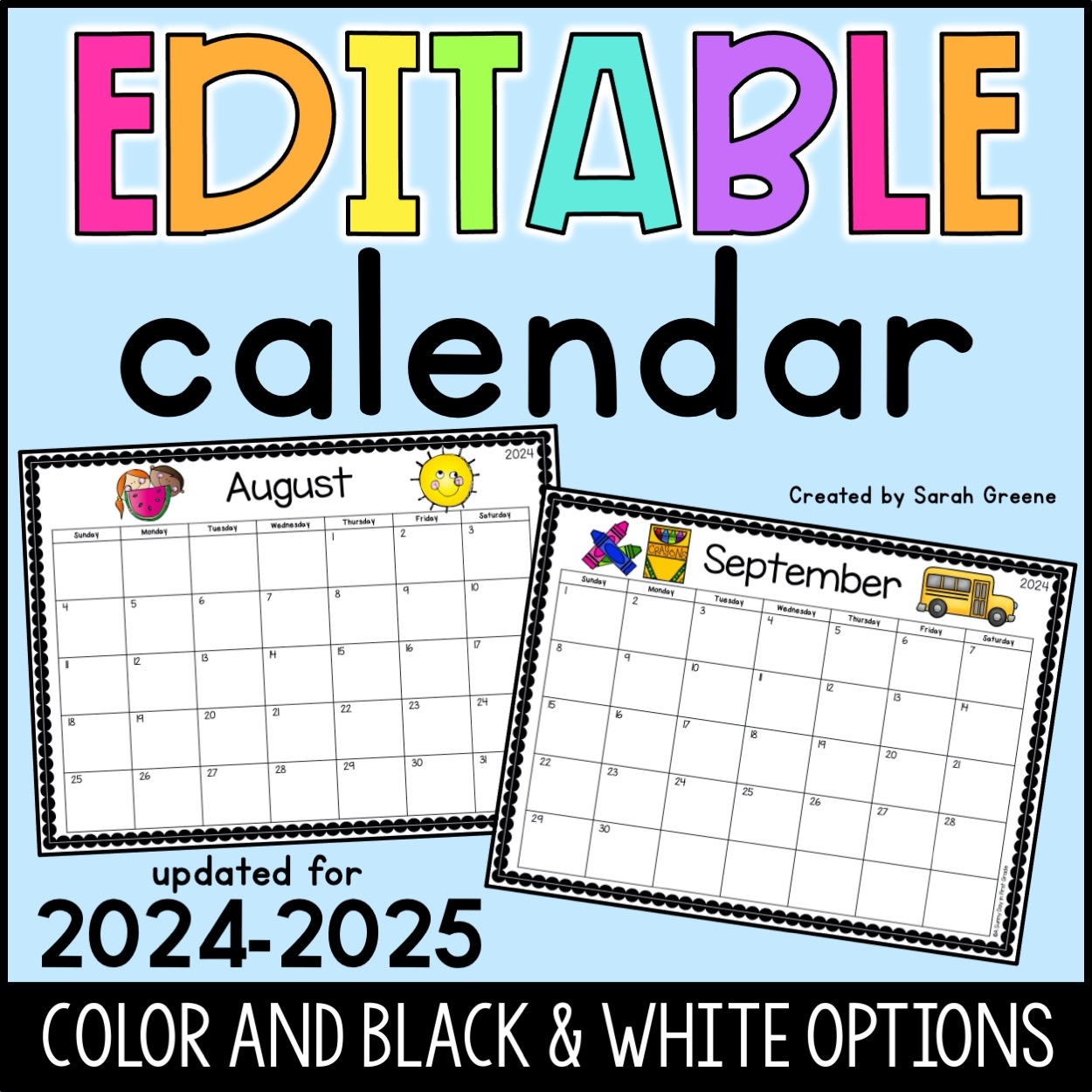 Editable Calendar 2024 2025 Made By Teachers