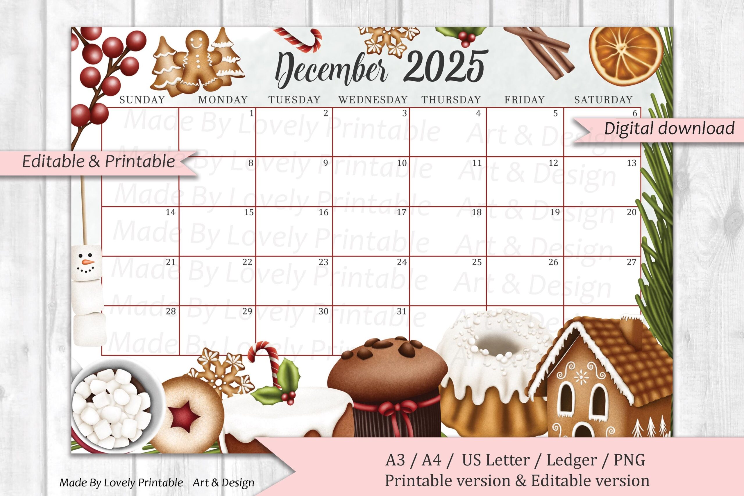 December 2025 Calendar Planner Printable