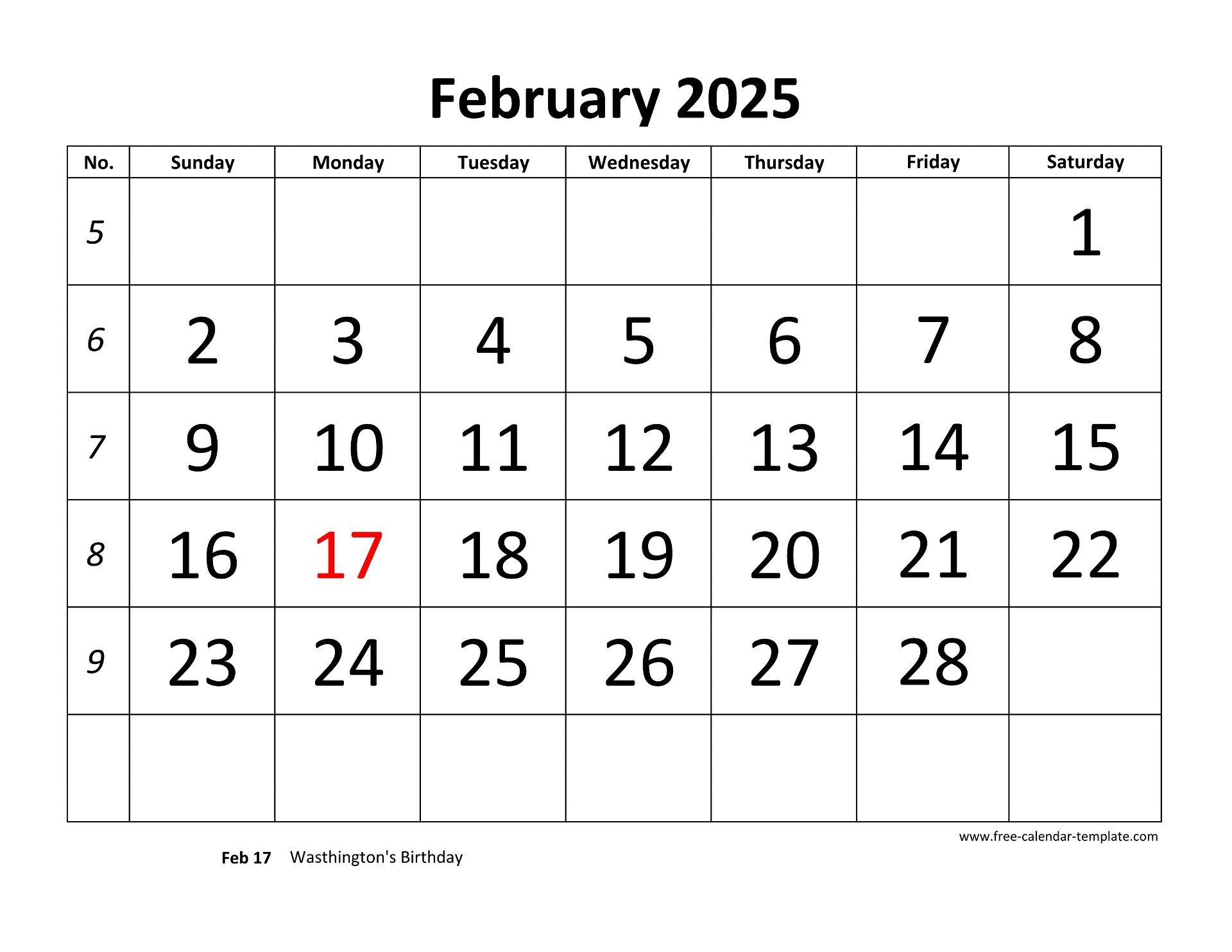 February 2025 Free Calendar Tempplate Free calendar template
