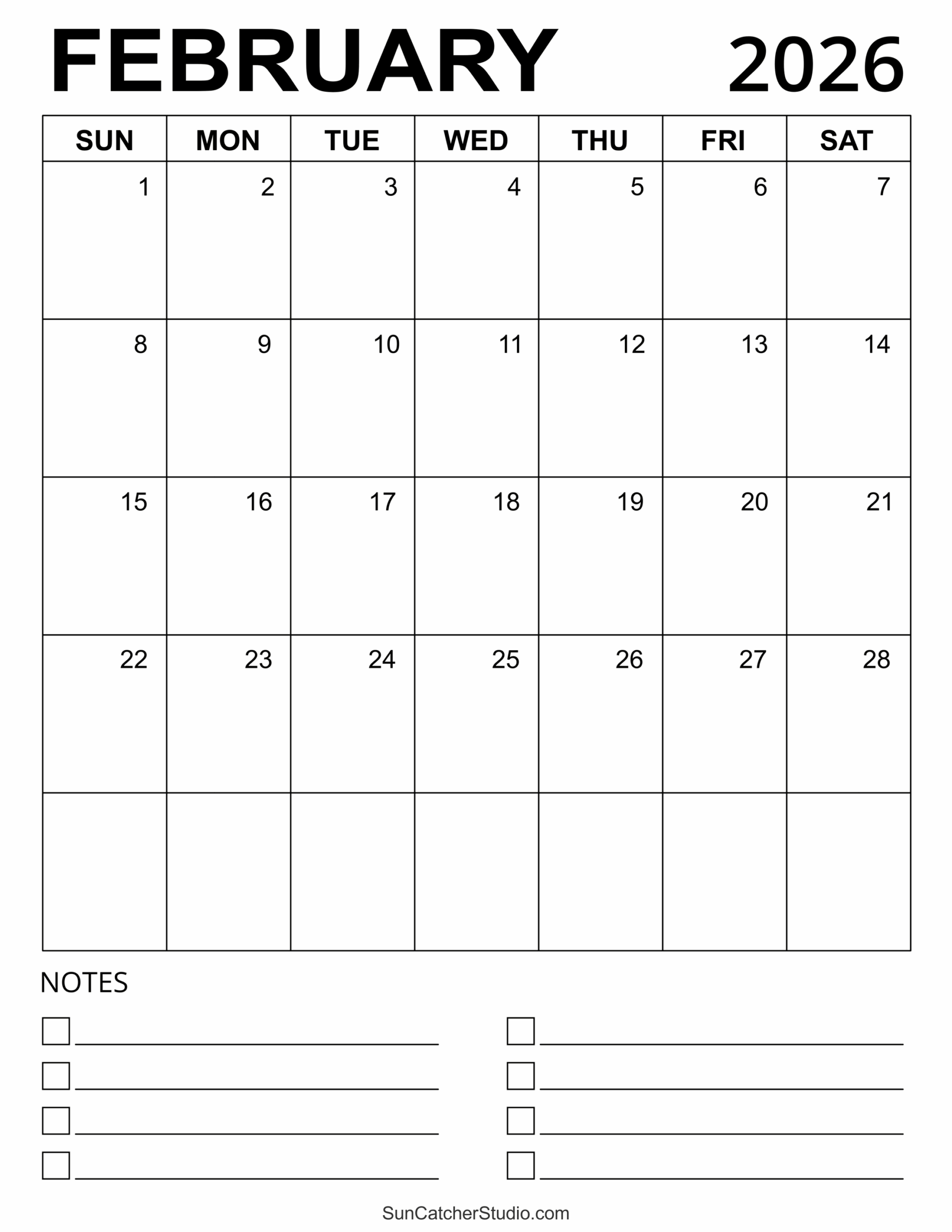 February 2026 Calendar Free Printable Free Printables Monograms Design Tools Patterns U0026 DIY Projects