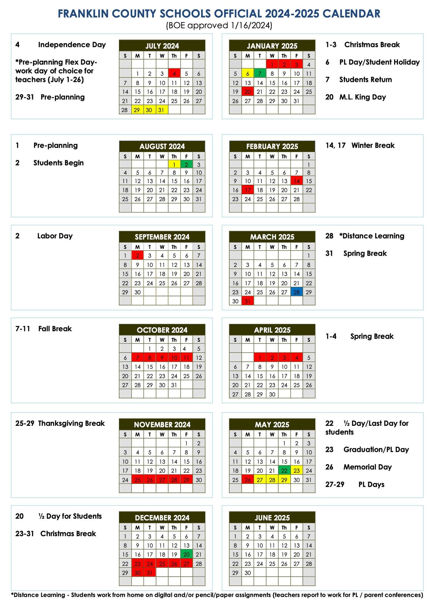 Franklin County BOE Adopts 2024 2025 School Calendar 92 1 WLHR