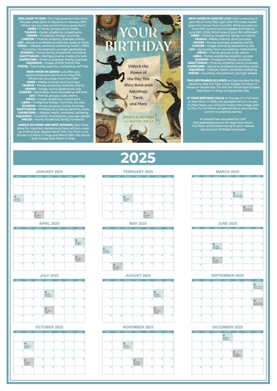Free 2025 Astrology Moon Calendar Jessica Adams Psychic Astrologer