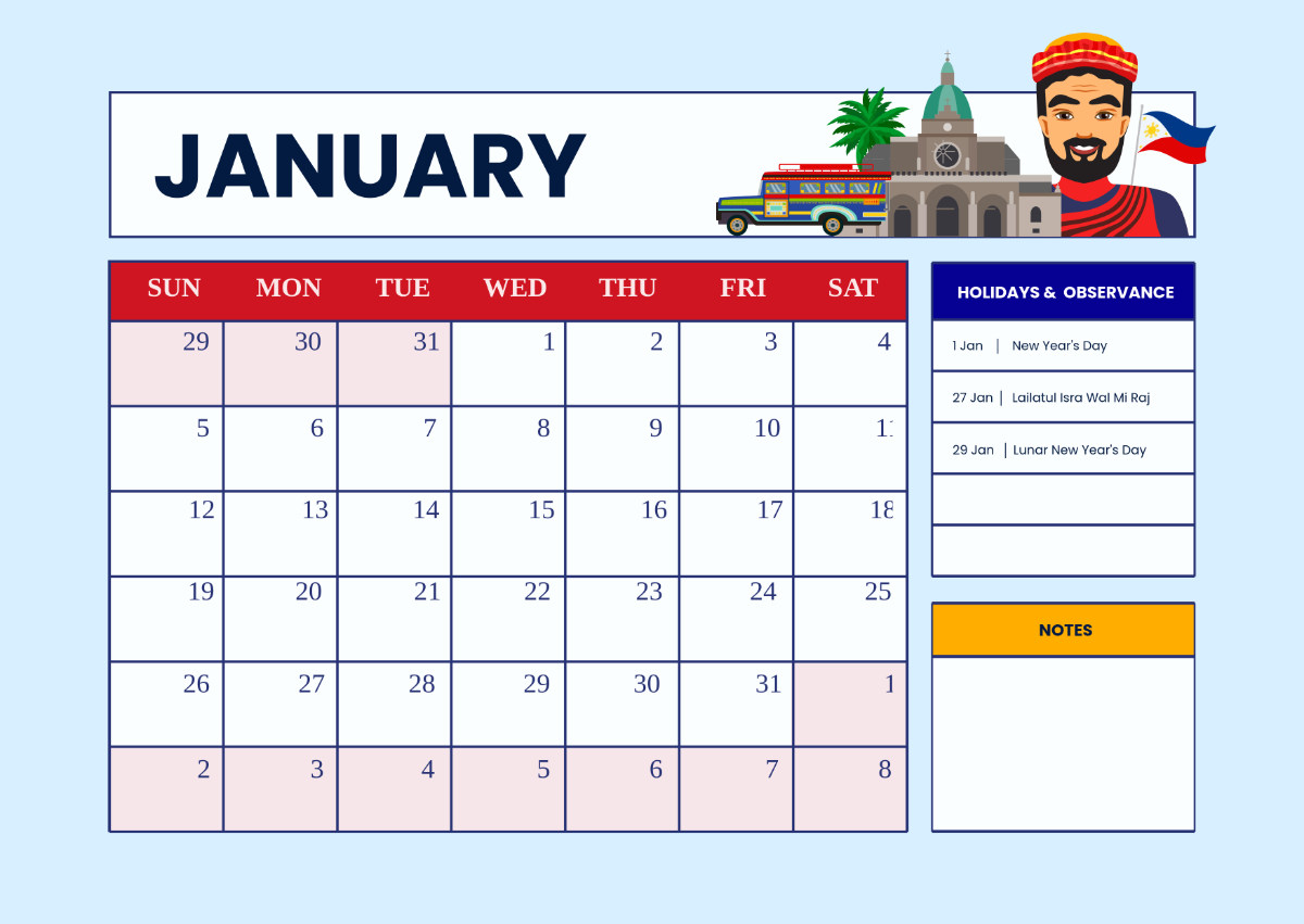 Free 2025 Calendar Philippine Holidays Template To Edit Online