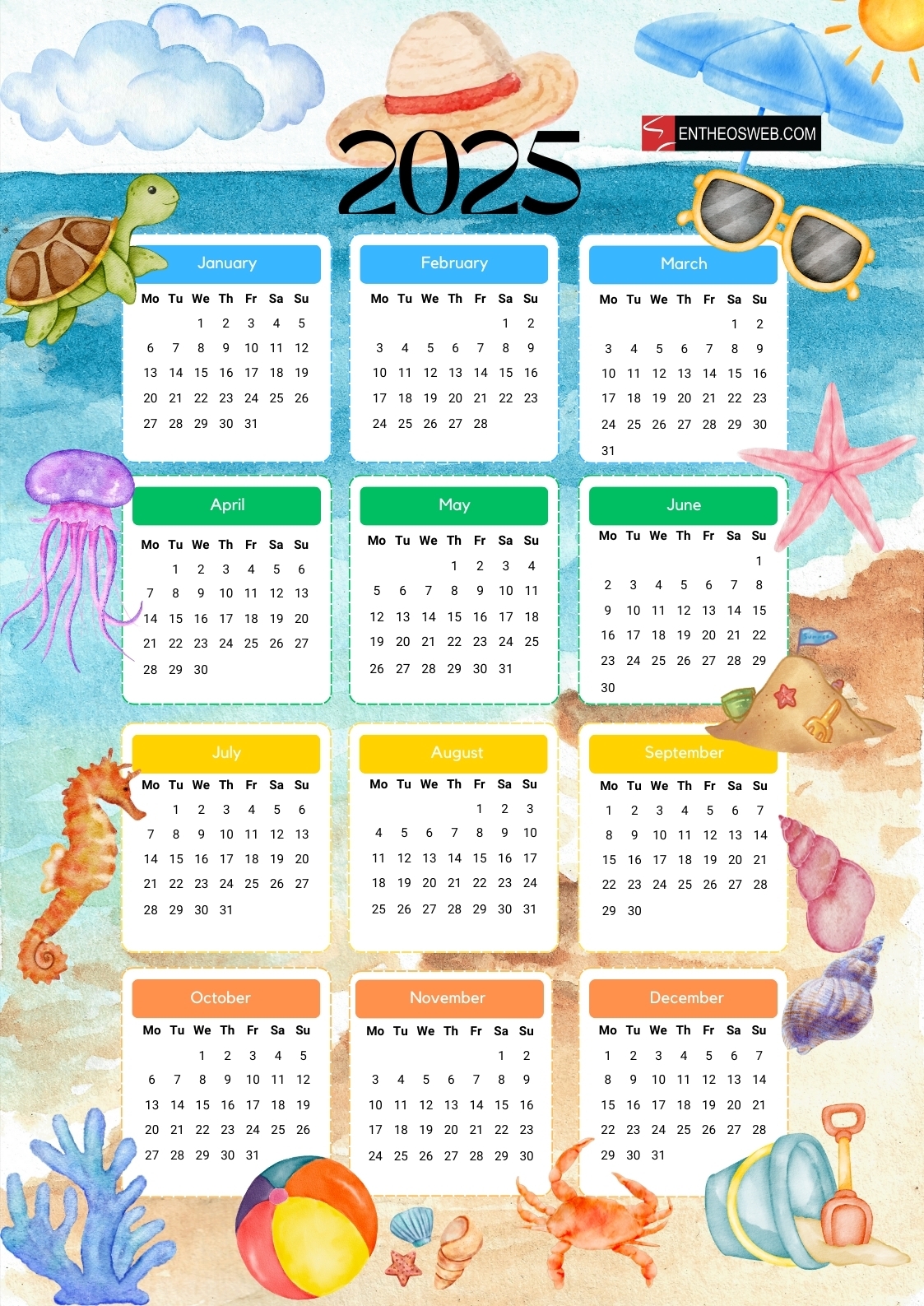 Free Printable 2025 Calendar Design
