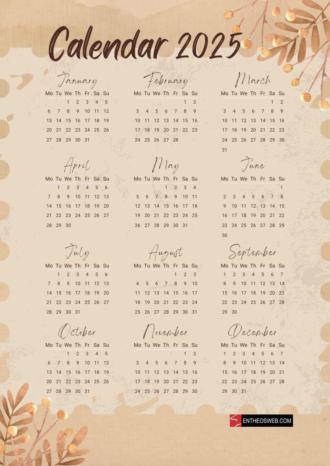 Free 2025 Printable Calendars Free 2025 Printable Calendars EntheosWeb
