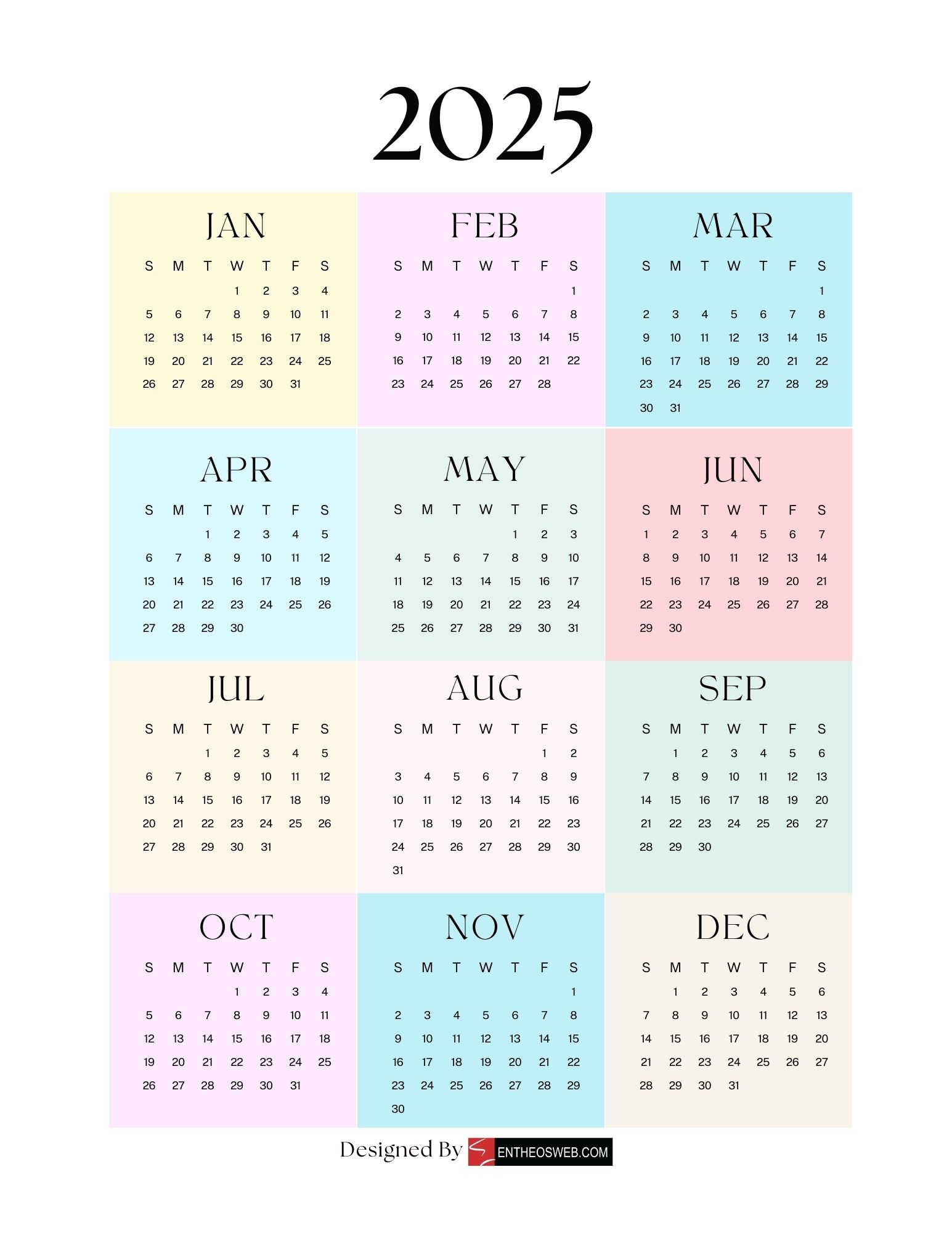 Free 2025 Printable Calendars Free 2025 Printable Calendars EntheosWeb