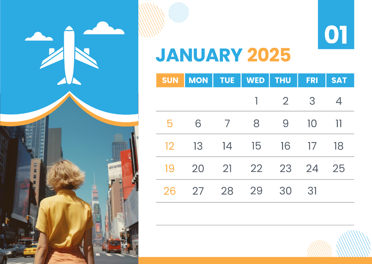 Free 2025 Travel Calendar Template To Edit Online