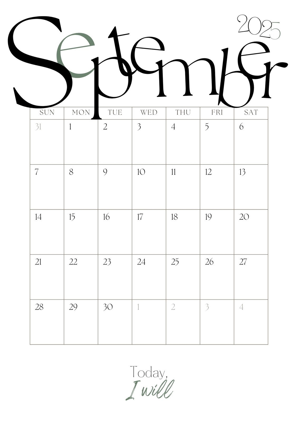 Calendar Template September 2025