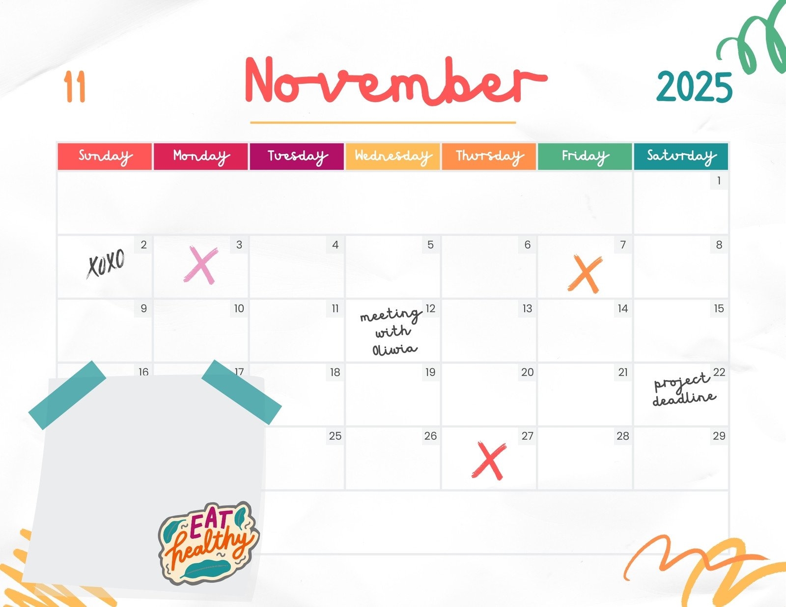 Free And Printable November 2025 Calendar Templates Canva