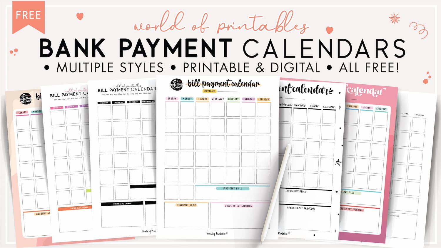 Free Bill Calendar 20 Stylish Designs PDF World Of Printables