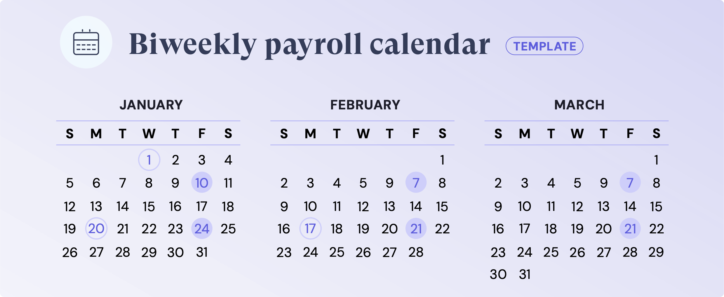 Free Biweekly Payroll Calendar Template For 2025