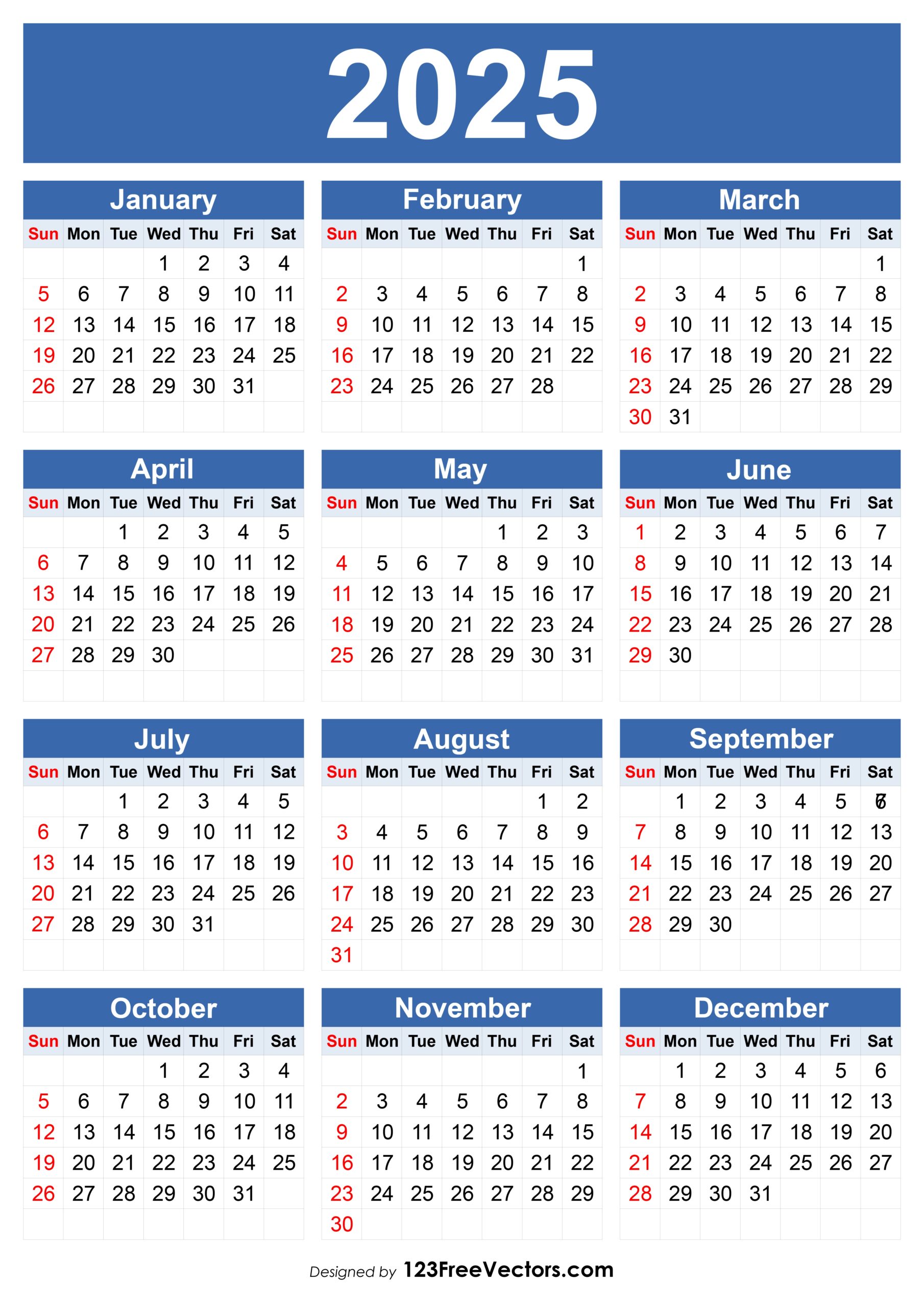 Free Download Free 2025 Calendar Template