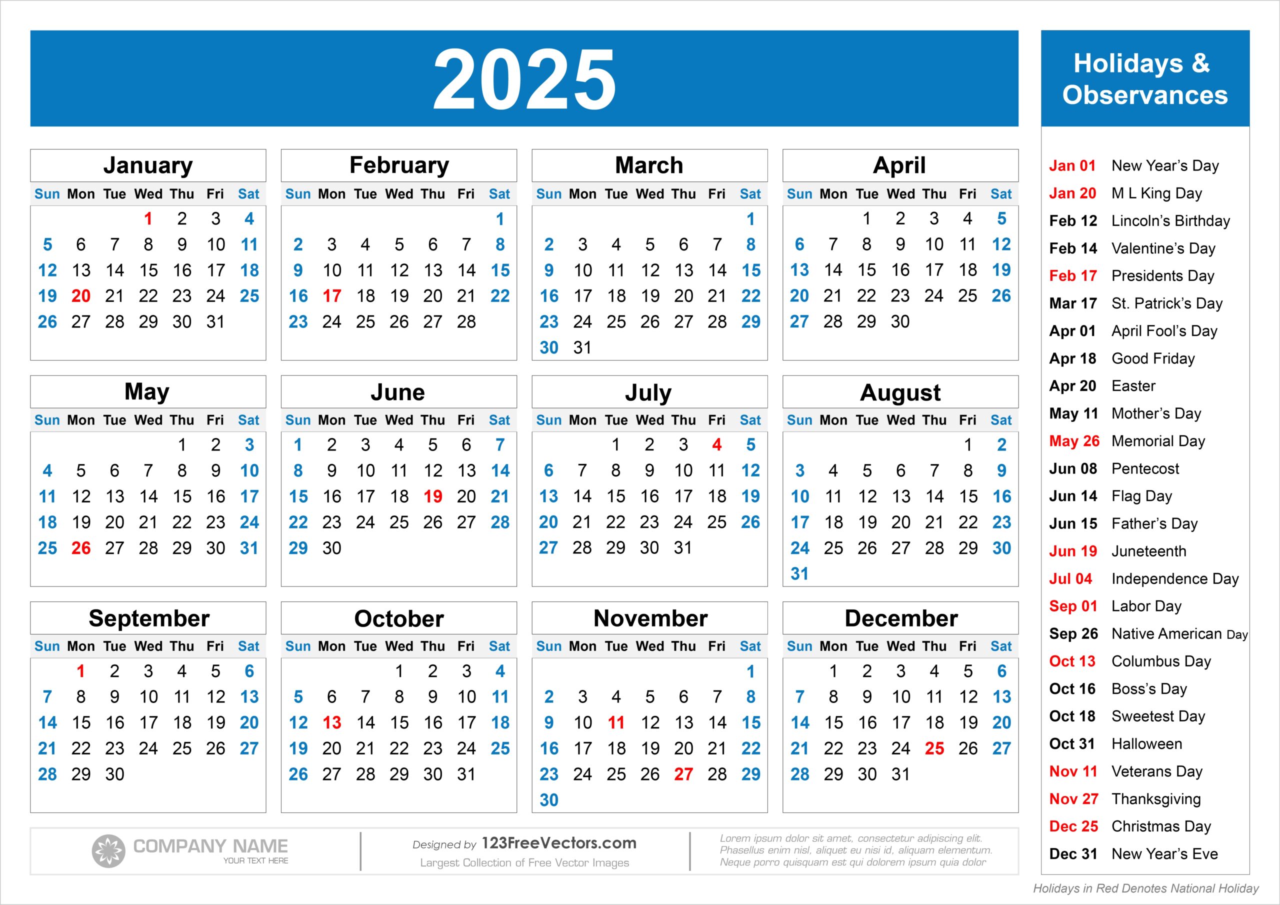 Free Download Free Printable 2025 Calendar With Holidays