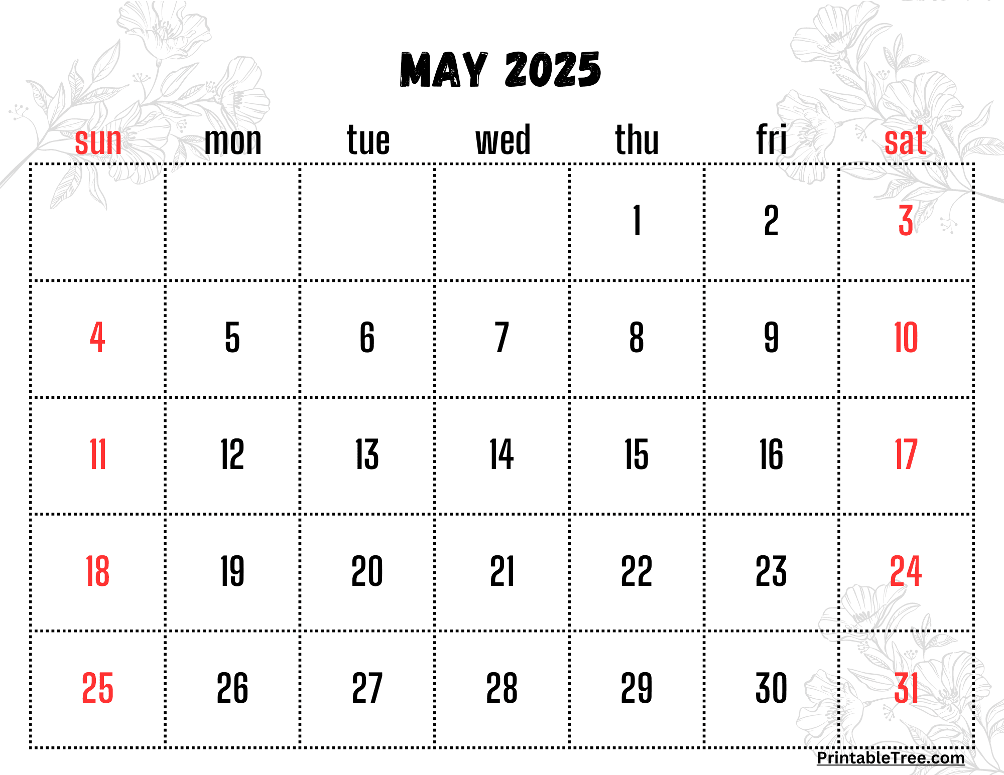 Free May 2025 Calendar Printable PDF Template With Holidays
