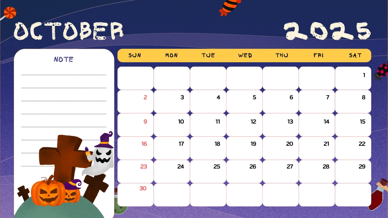 Free October 2025 Calendar Templates To Customize Canva