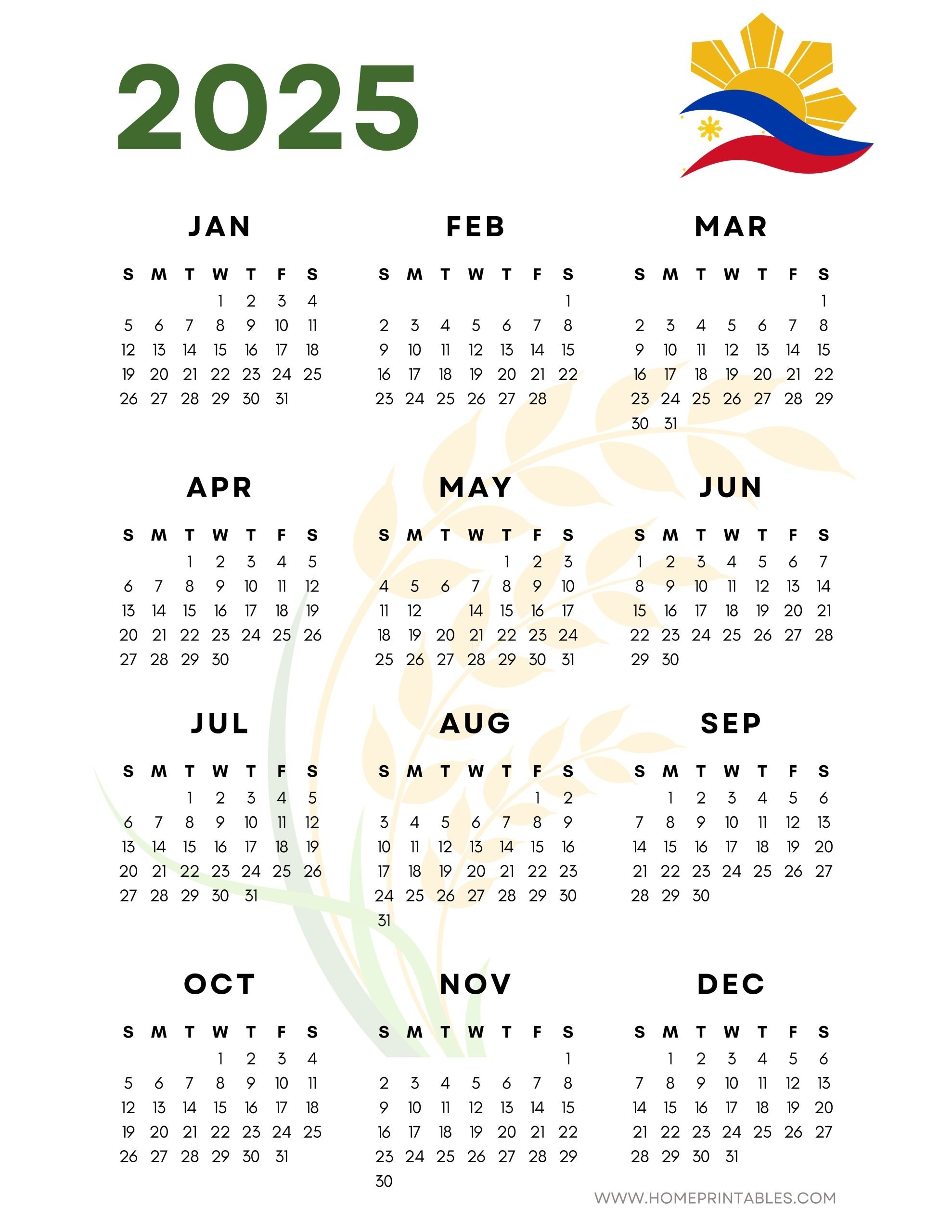 Free Philippine Calendar 2025 With Holidays