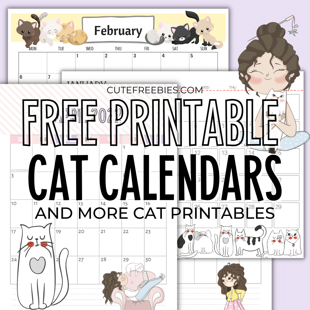 Free Printable 2025 Cat Calendar Super Cute Cute Freebies For You