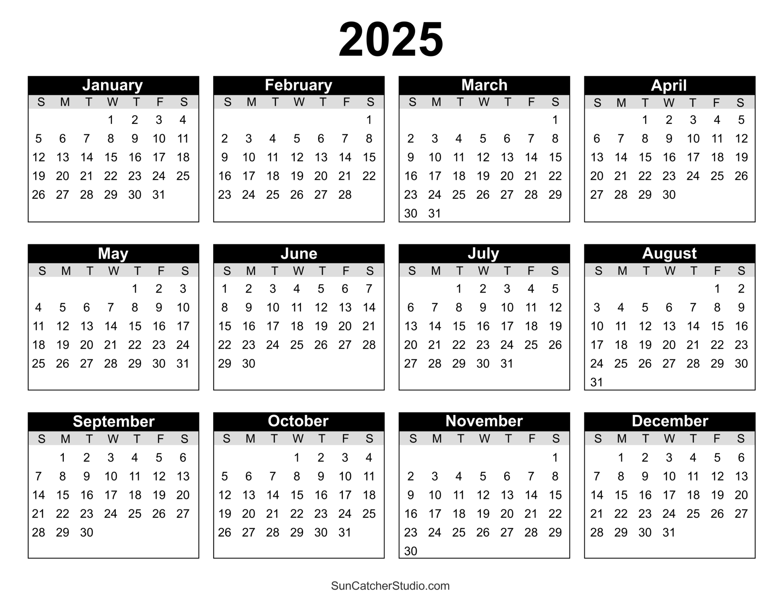 Free Printable 2025 Yearly Calendar Free Printables Monograms Design Tools Patterns U0026 DIY Projects