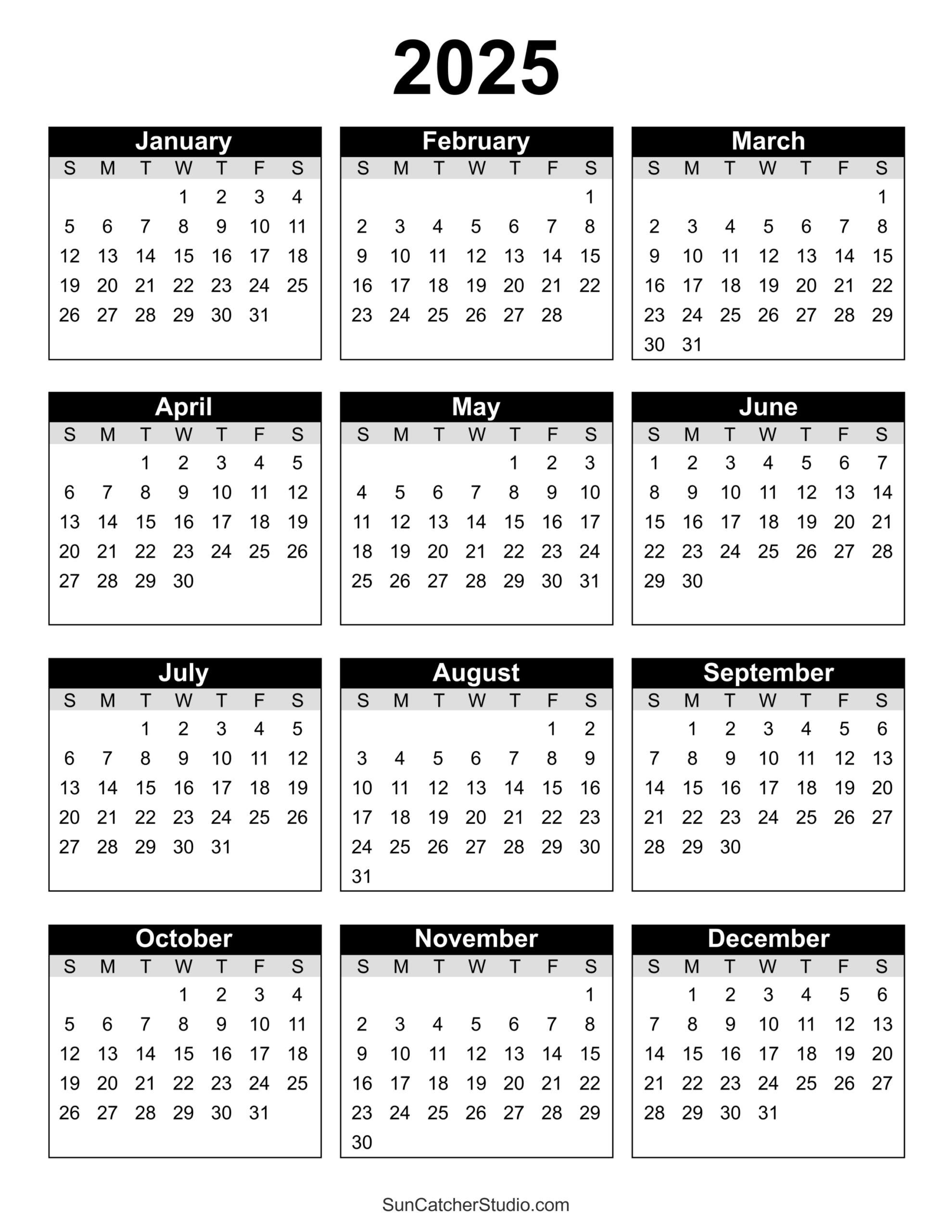 Free Printable 2025 Yearly Calendar Free Printables Monograms Design Tools Patterns U0026 DIY Projects