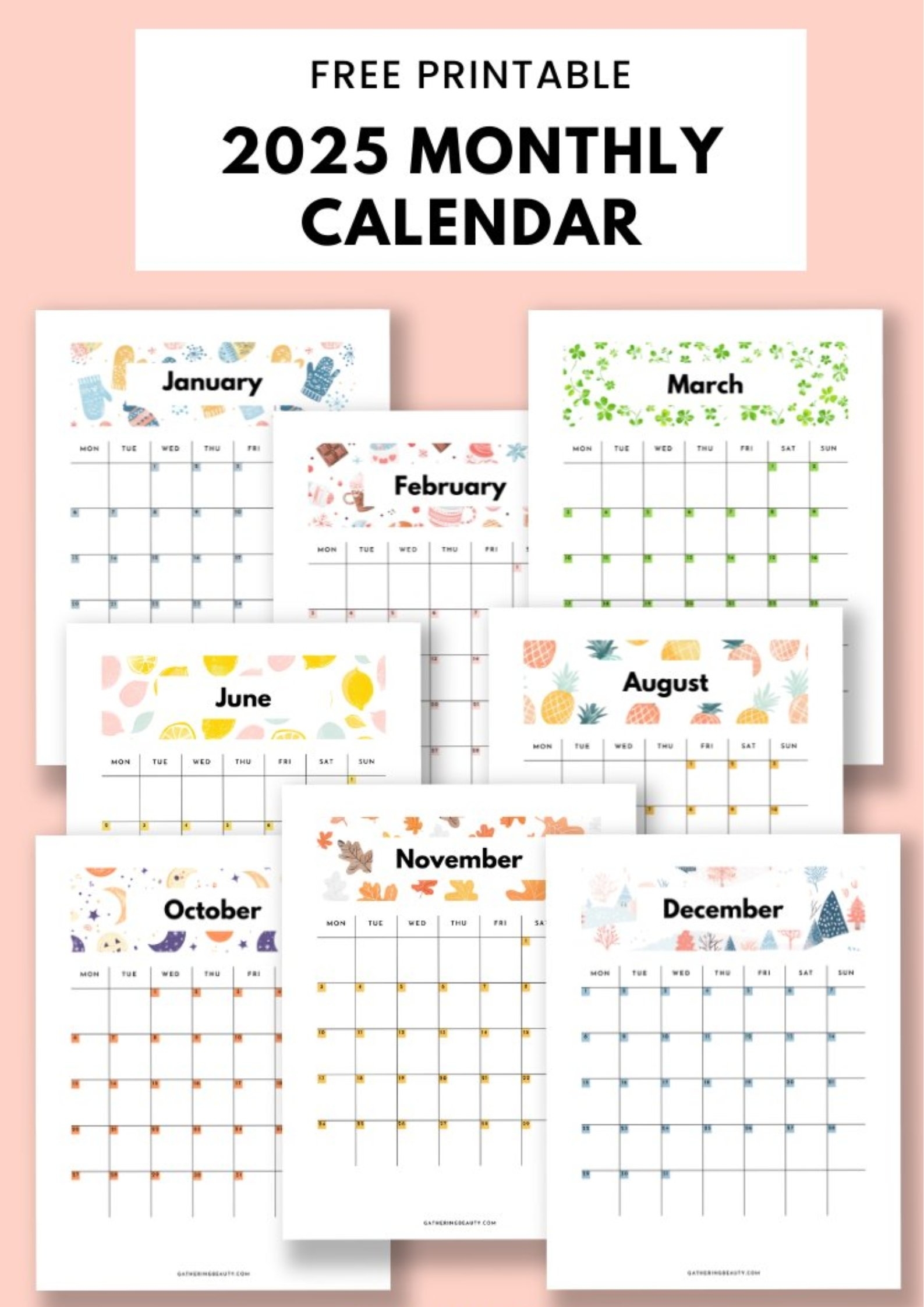 Free Printable Calendars 2025 Gathering Beauty