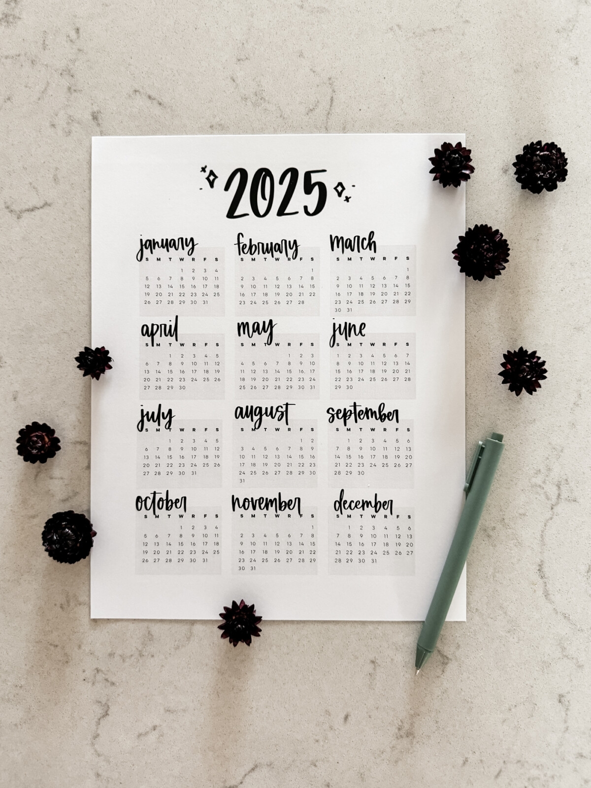 Free Printable Calendars 2025 Lemon Thistle