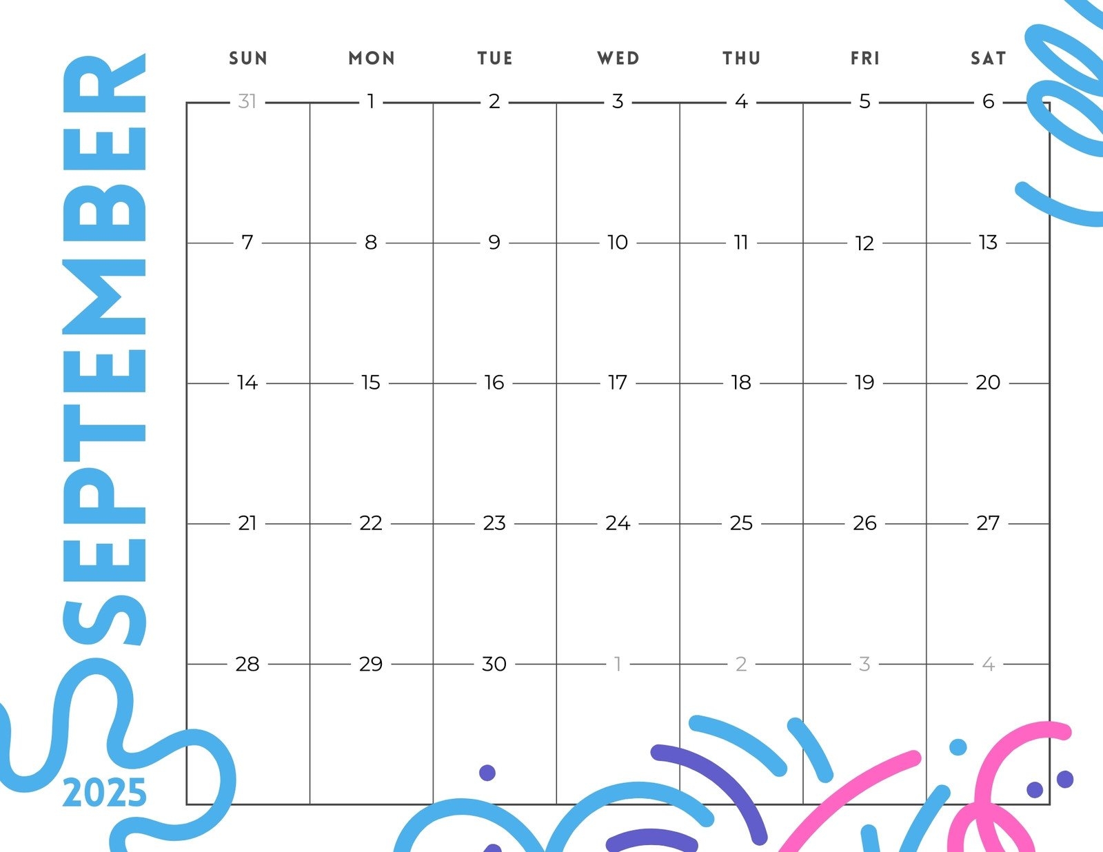 Printable September 2025 Calendar Free