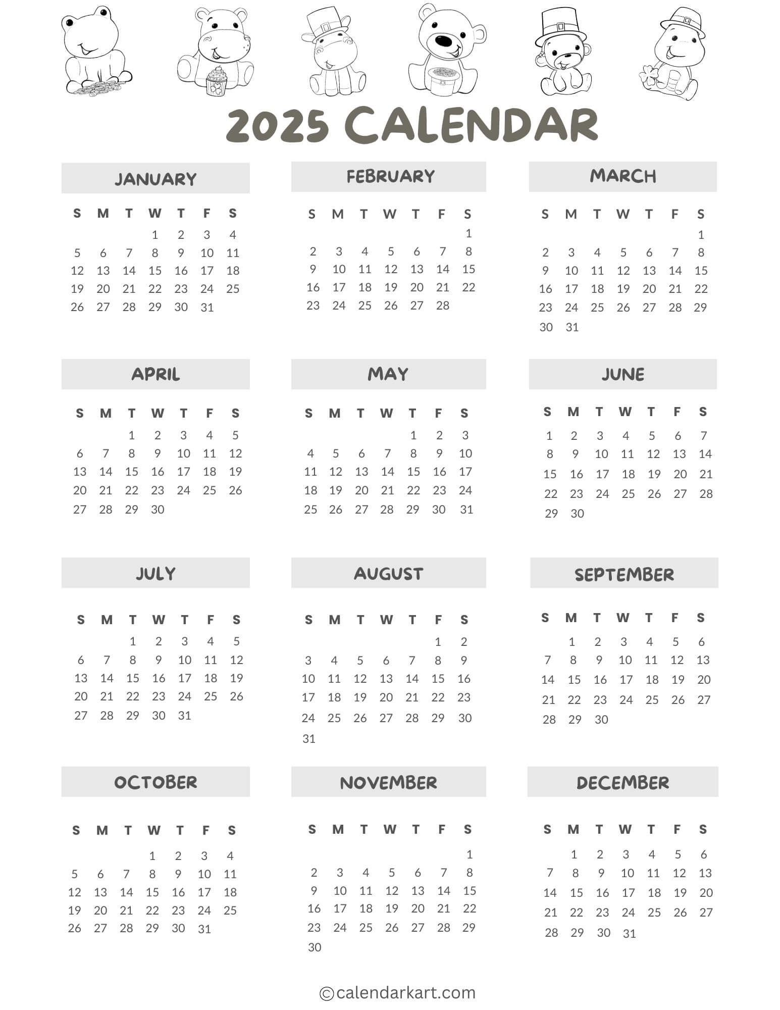 Free Printable Year At A Glance Calendar 2025 CalendarKart