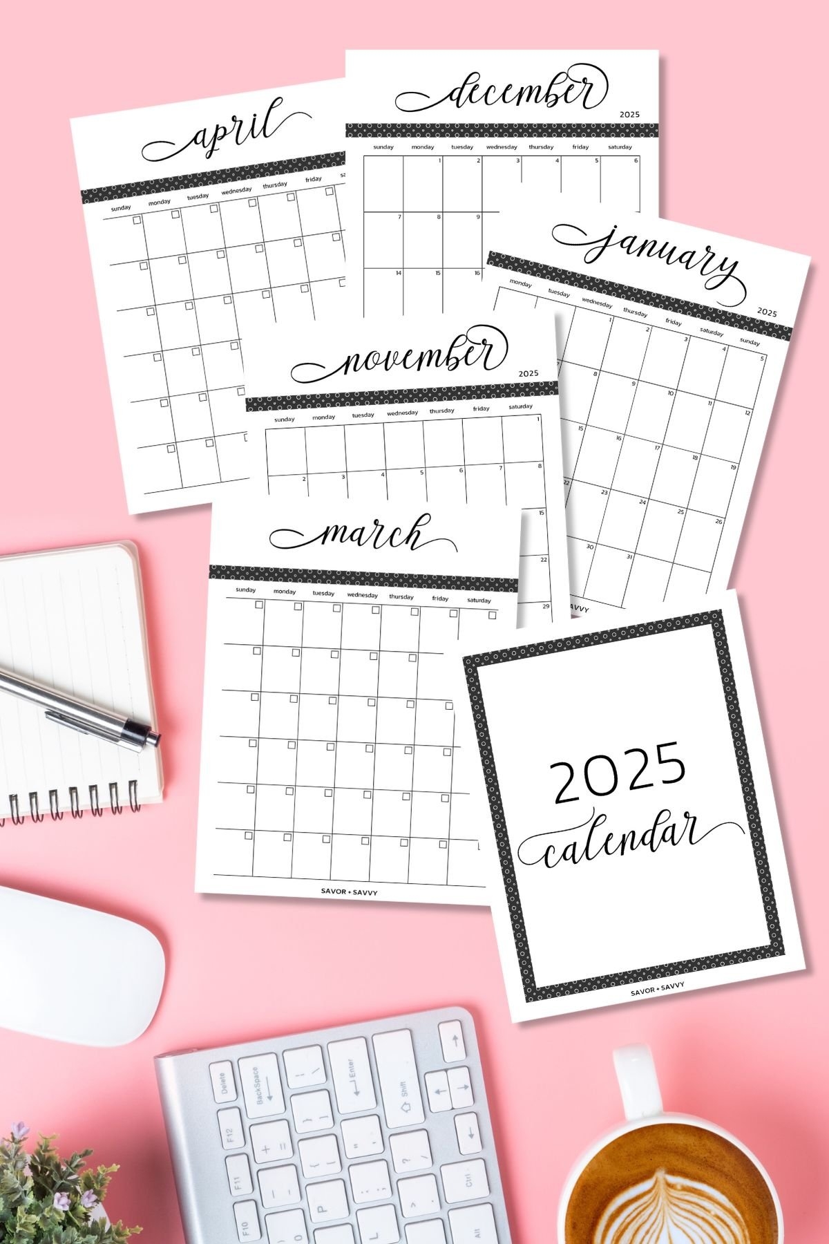 Free Printable Yearly 2025 Calendar Sunday U0026 Monday Start 